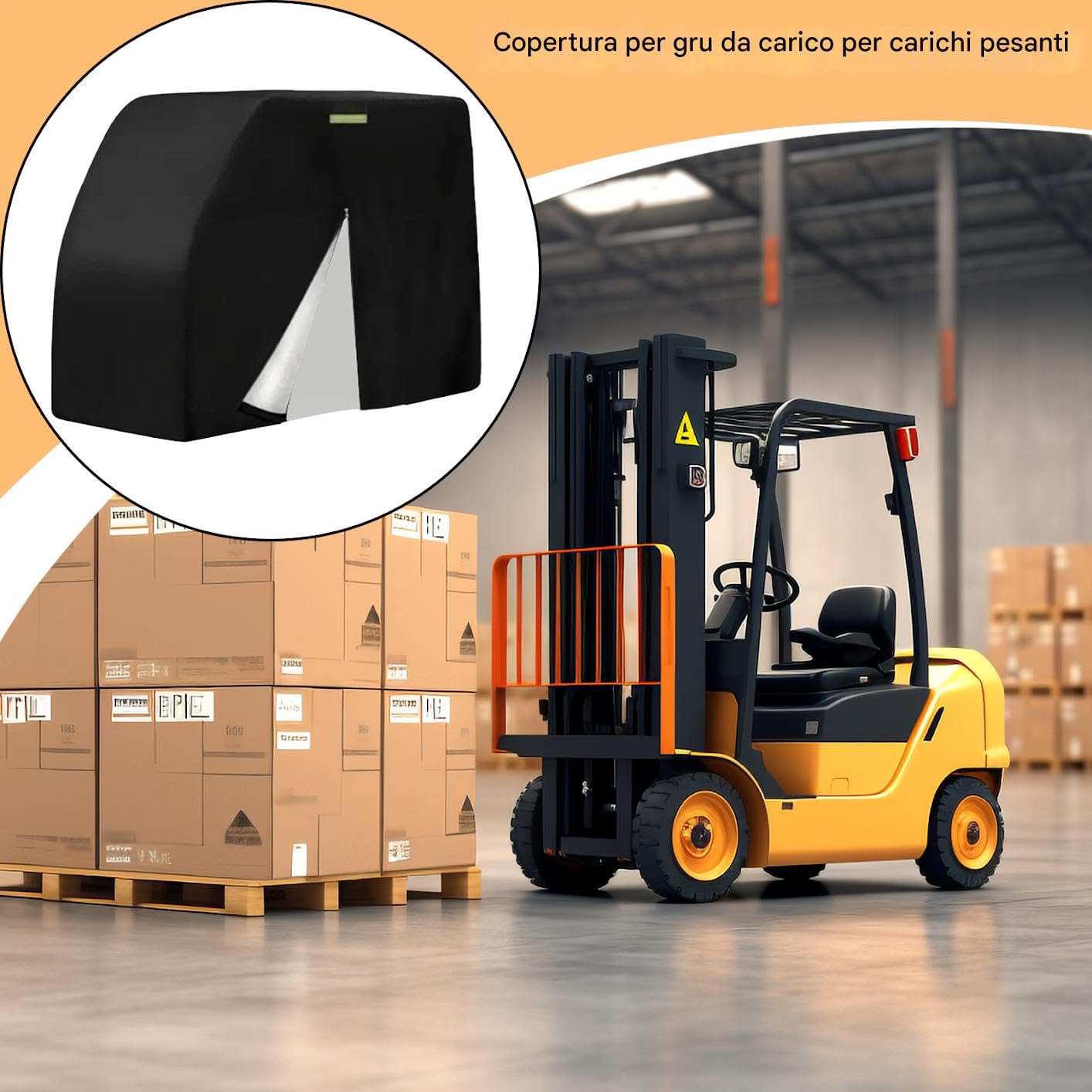 Telo Copri Muletto – Copertura Resistente Per Carrello Elevatore, Dotata Di Zip E Riflettenti | Installazione Facile, Protezione Attrezzature Da Sole E Pioggia, Applicazione Industriale, Maga