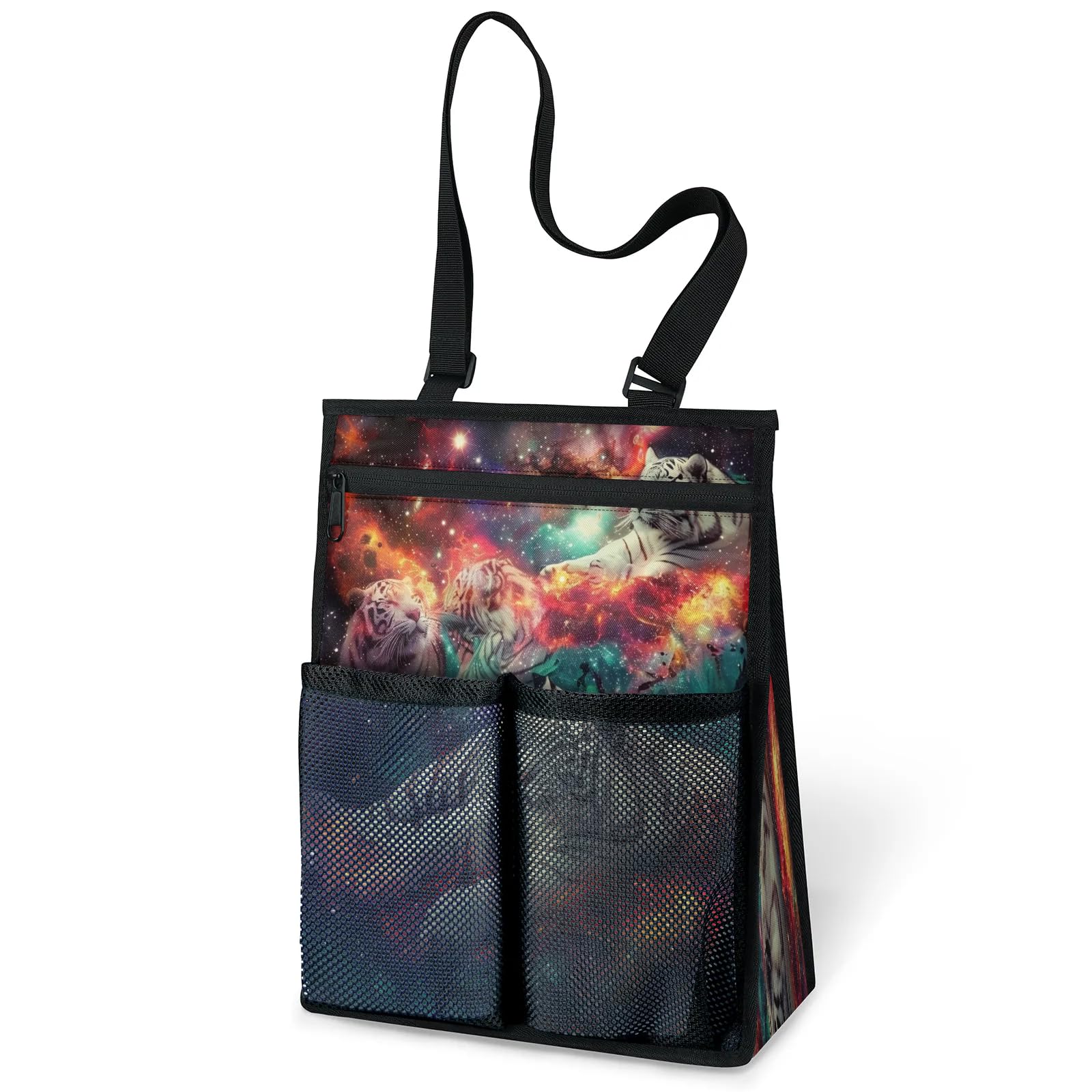 Ourtheme Tigers Galaxy Portable Shower Bag for Travel Gym Camp Beach Tote Shower Caddy Bags Hanging Toiletry Organizer