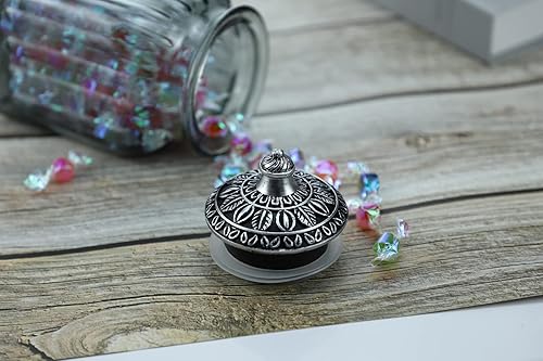 Miniatura 52 de SOCOSY Tarro de cristal transparente vintage para dulces con tapa, tarro de nueces, caja de joyería, tarros de dulces de boda, tarros de bufé