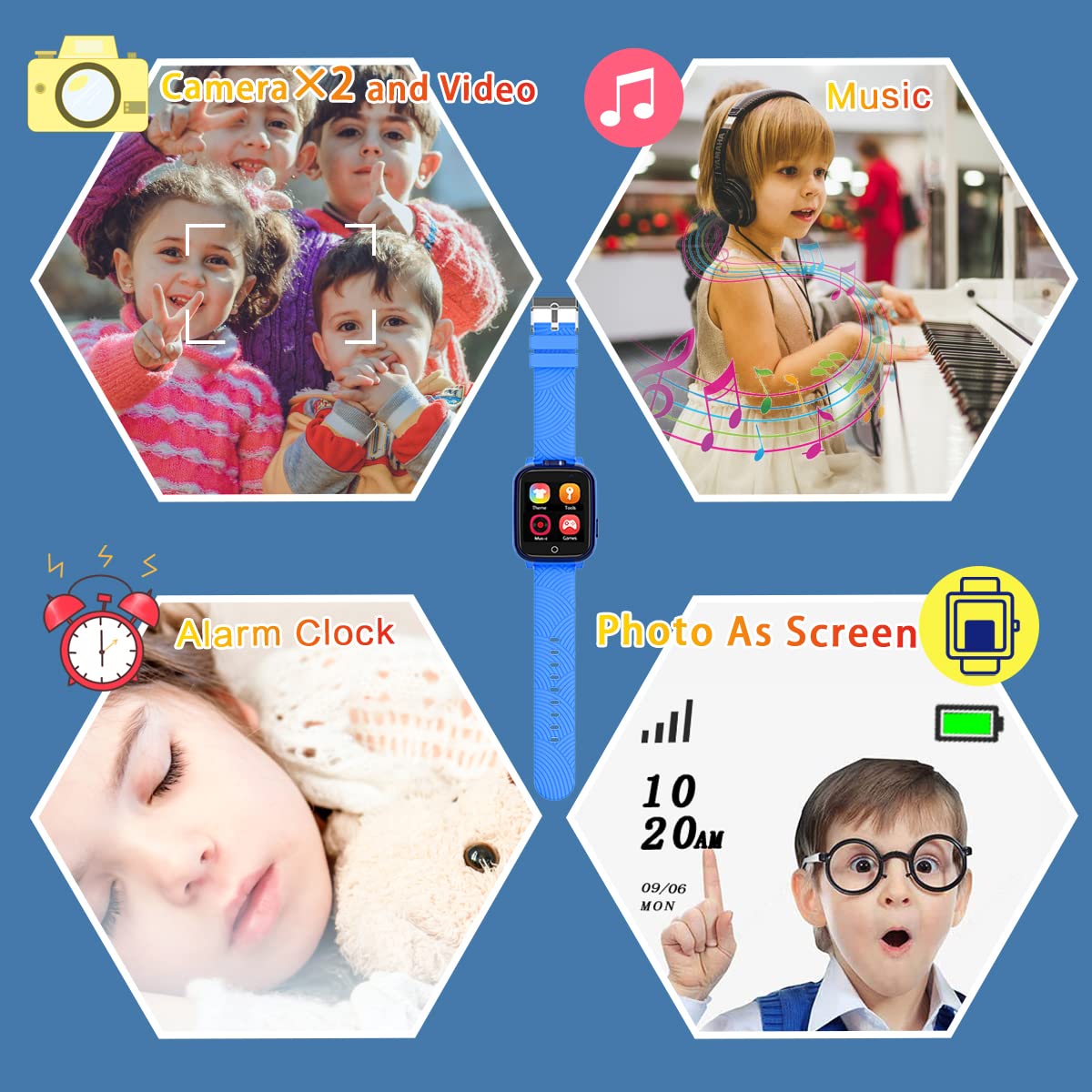 DDIOYIUR Bambini Smartwatch, Orologio Intelligente per Bambini Touch Screen con musicale,registratore,SOS,gioco,doppia fotocamera,chiamata,sveglia,calendario, Ragazzi e Ragazze Regalo per Studenti