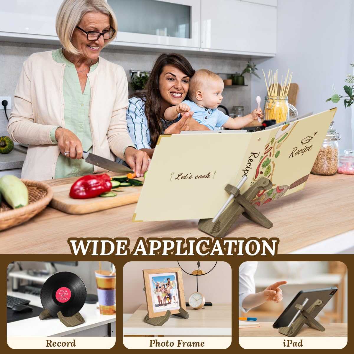 Raccoglitore per ricette 8,5 x 11 con set di supporto per libri di cucina, raccoglitore per ricette vuoto con maniche in plastica, raccoglitore a 3 anelli con schede di ricette da 10 x 15 cm, kit