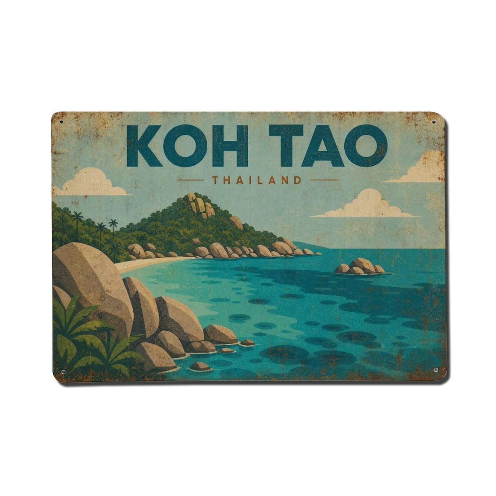 Metal Tin Sign Vintage Travel Thailand Koh Tao