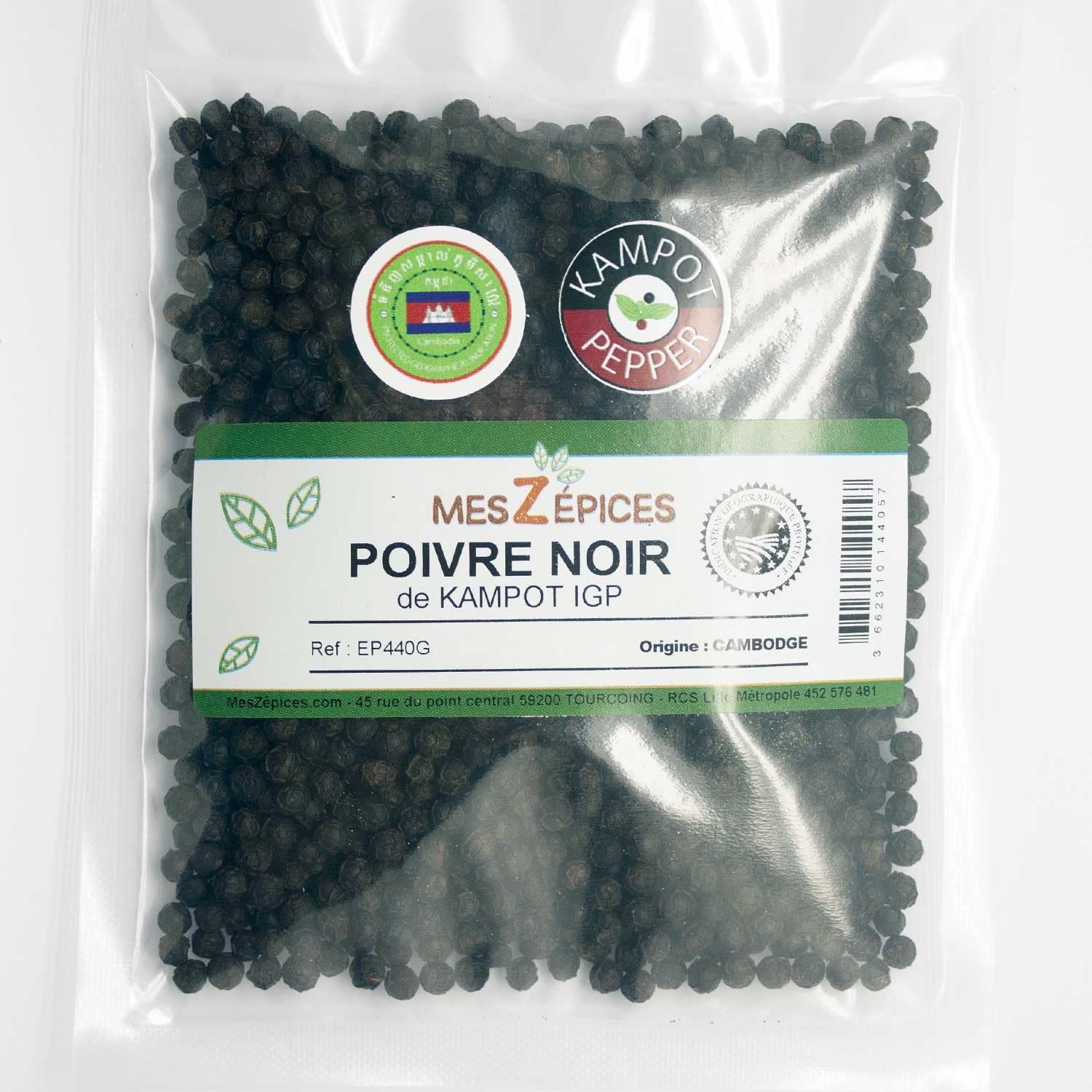 Poivre noir de Kampot IGP - Sachet de 1 kg