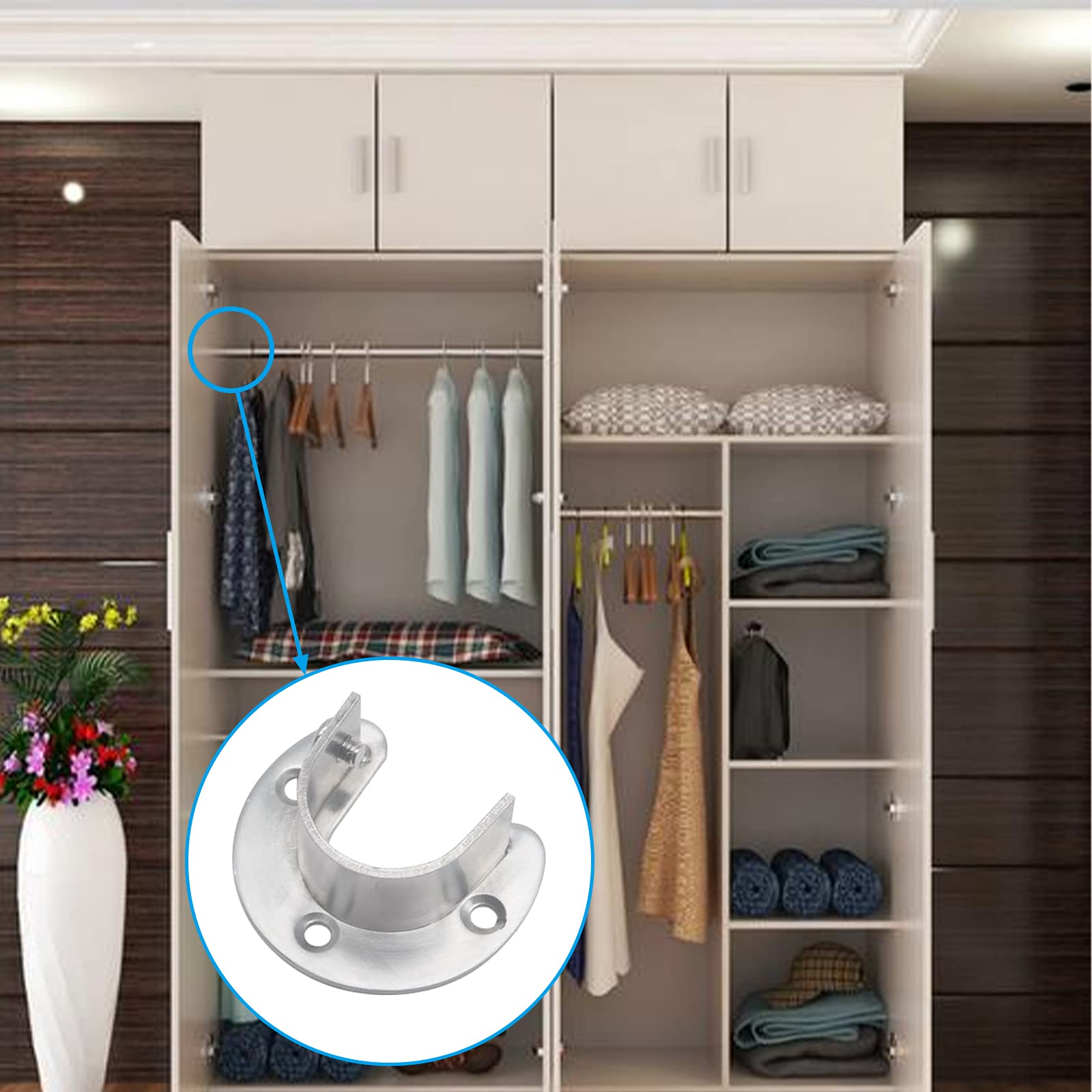 2 Supports De Bride D'angle En Inox - Pour Tringle à Vêtements Ou Serviettes - Fixation Murale Facile - 5,2 X 5,2 Cm - 7