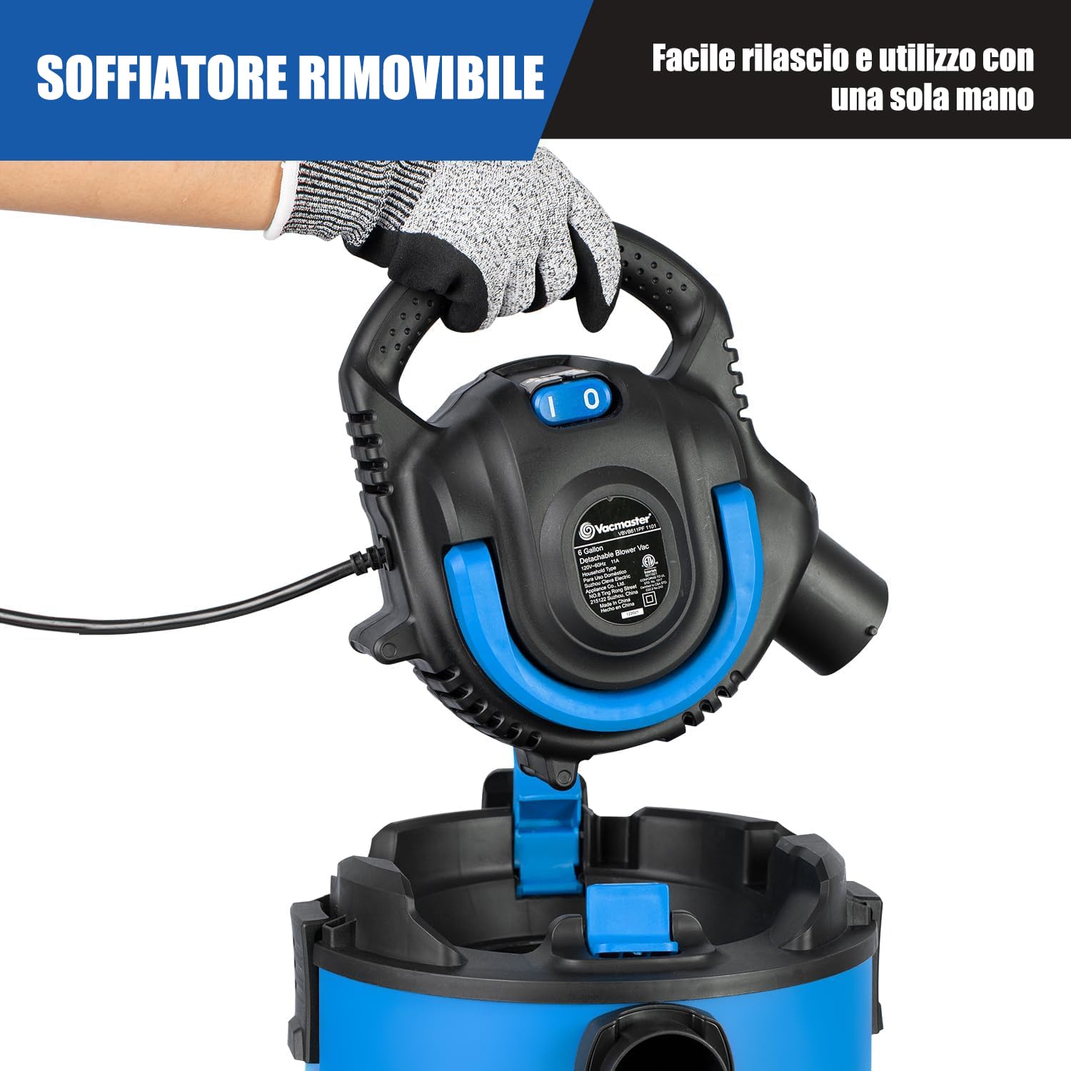 Vacmaster VBVB1223PF Secco e bagnato, Aspirapolvere liquidi e Solidi,1200W 23L,Soffiatore Estraibile,per Casa, Auto e Giardino