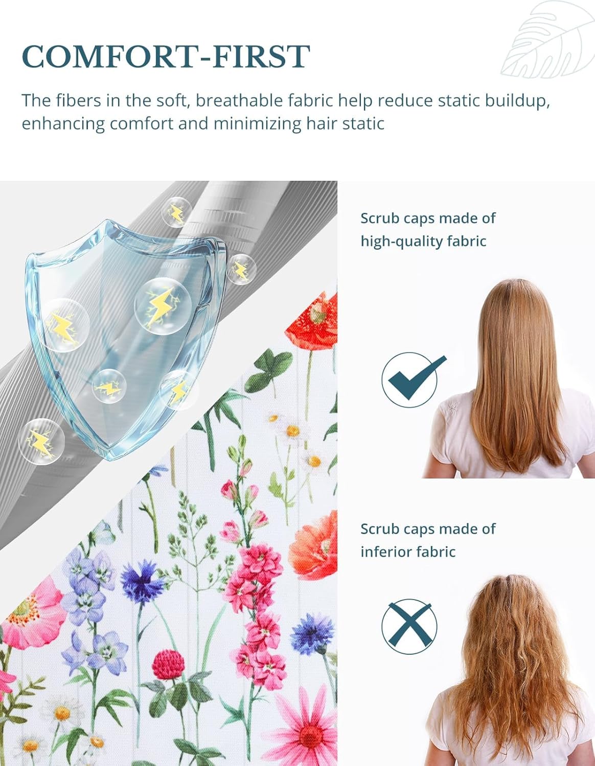 Scrub Caps Women, Double-Sided Printed Adjustable Women's Surgical Cap with Buttons, Breathable Design for Nurses and Doctors - Image 3