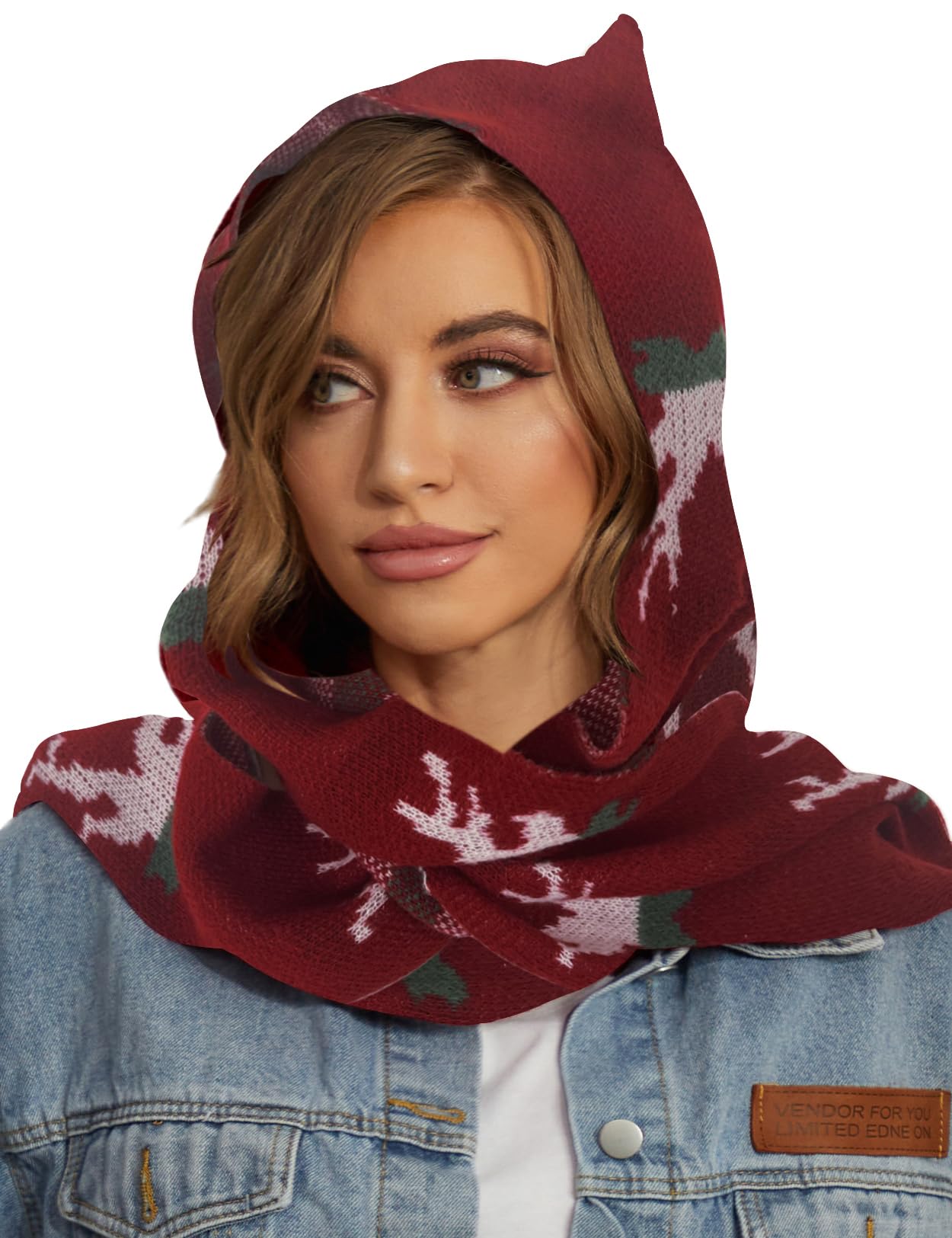 ZilcremoWomen Winter Knitted Hooded Long Scarf Warm Shawl Wrap Head Scarves