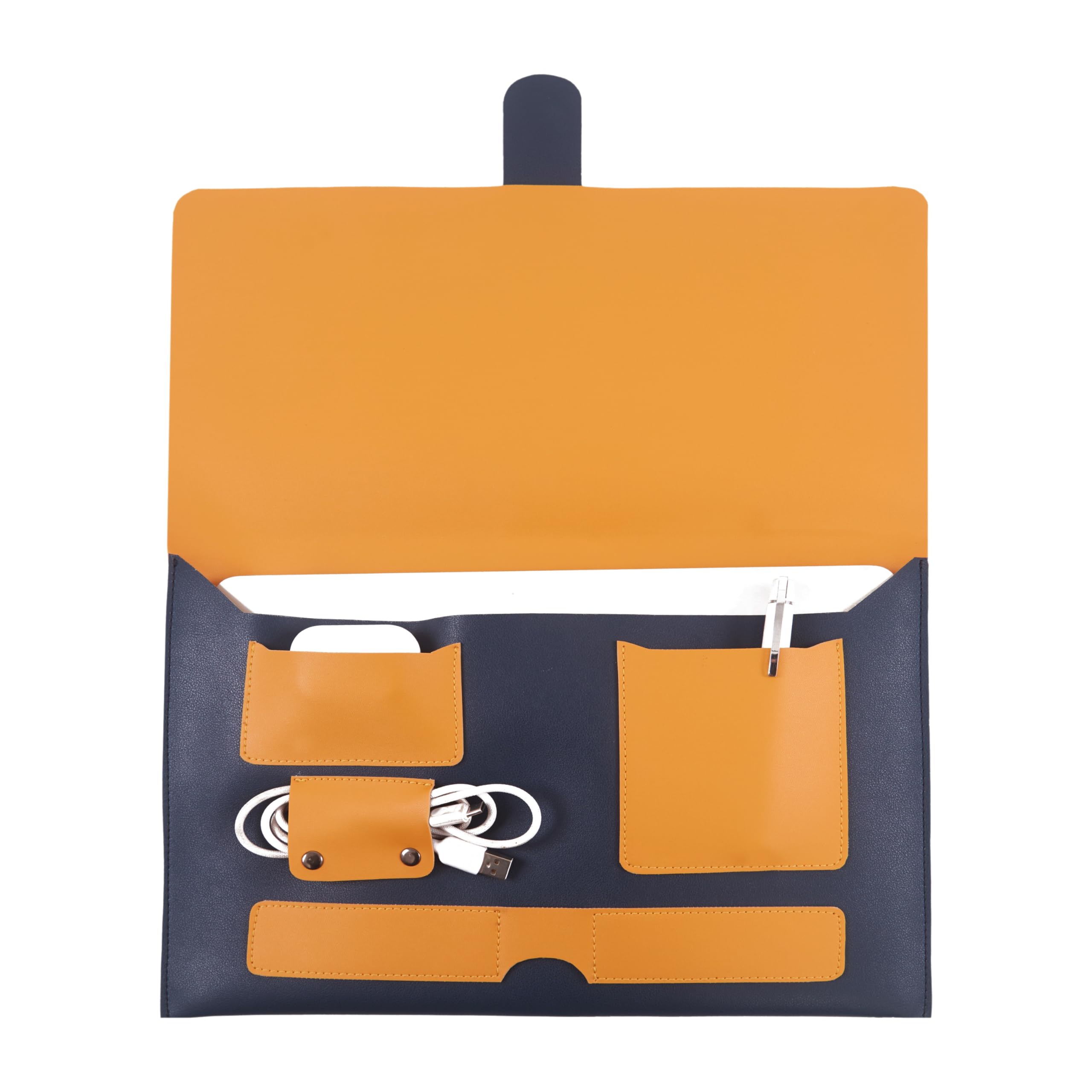 KIFF Vegan Leather Laptop Sleeve 14 inch, Slim Case Cover for MacBook, Laptops & Tablets, Stylish Lightweight Sleek Design Laptop Bag for Office and Travel - Yellow/Blue (B0D6VJ96JT) Amazon Price History, Amazon Price Tracker