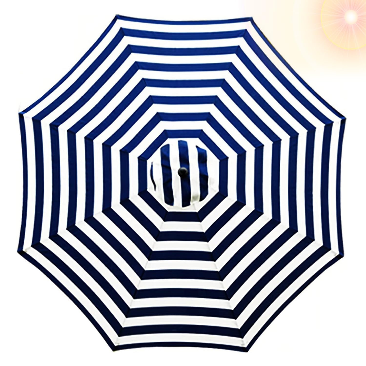 NEZIH 6/8 Arms Replacement Fabric Garden Parasol Canopy Cover 2/2.7/3M,Parasol Fabric Cloth,Waterproof/Blue White Stripes/3M-(6 Ribs) — image 1