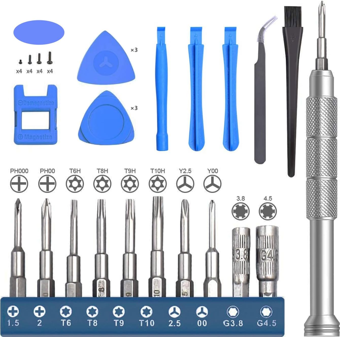 Repair Tool Kit for Nintendo Xbox PS5 PS4, 23 in 1 Triwing Screwdriver Set with T6 T8 T9 T10 Torx 3.8 4.5 Gamebit for Switch Joycon Gamecube Controller NES SNES N64 3DS
