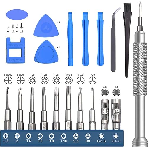 Repair Tool Kit for Nintendo Xbox PS5 PS4, 23 in 1 Triwing Screwdriver Set with T6 T8 T9 T10 Torx 3.8 4.5 Gamebit for Switch Joycon Gamecube Controller NES SNES N64 3DS
