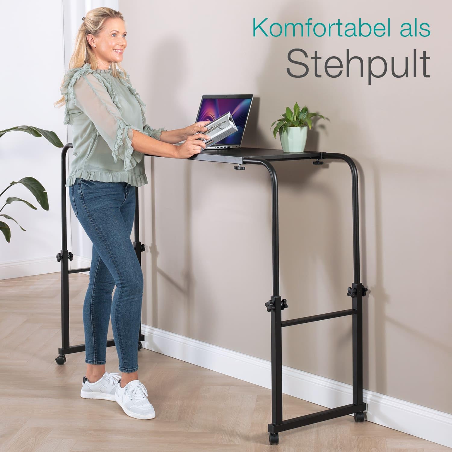 ELONEO Über-Betttisch auf Rollen höhenverstellbar/breitenverstellbar, Overbed Table, Mobiler Schreibtisch, Pflegetisch, Laptoptisch, Bettbeistelltisch, Breite 119-190 cm & Höhe 78-120 cm