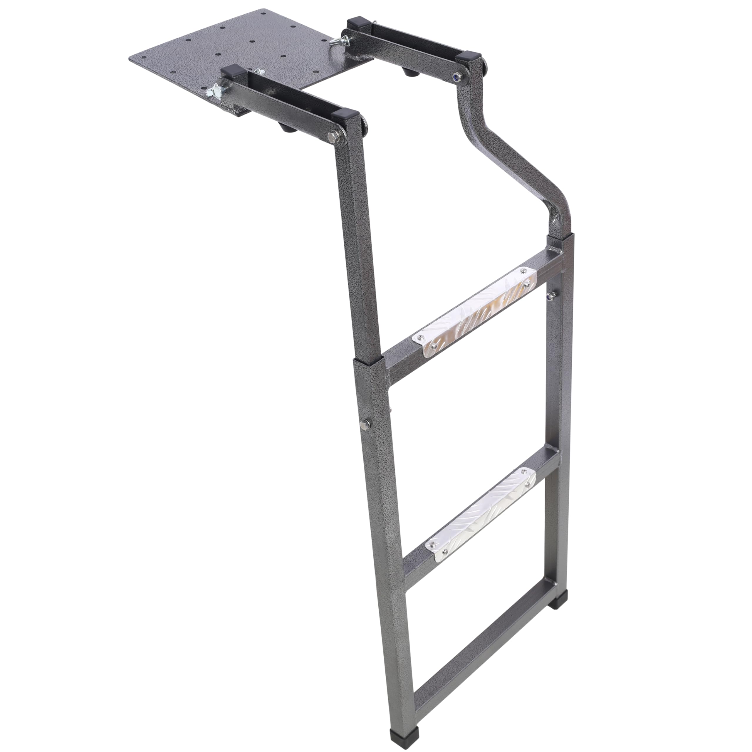 Pickup Truck Tailgate Ladder - Universal Extension Tailgate Step with Stainless Steel Self Drilling Hex Screws, Aluminum Step Grip Plates &amp; Sturdy Rubber Ladder Feet, Easy Install