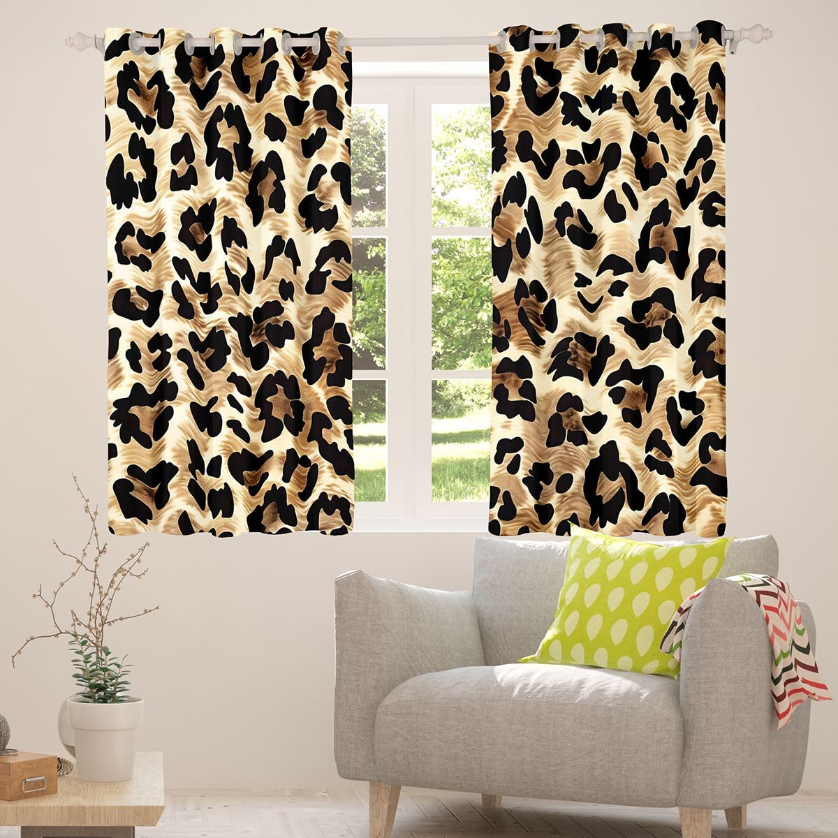 Homewish Tende oscuranti con stampa leopardata, 117 x 137 cm
