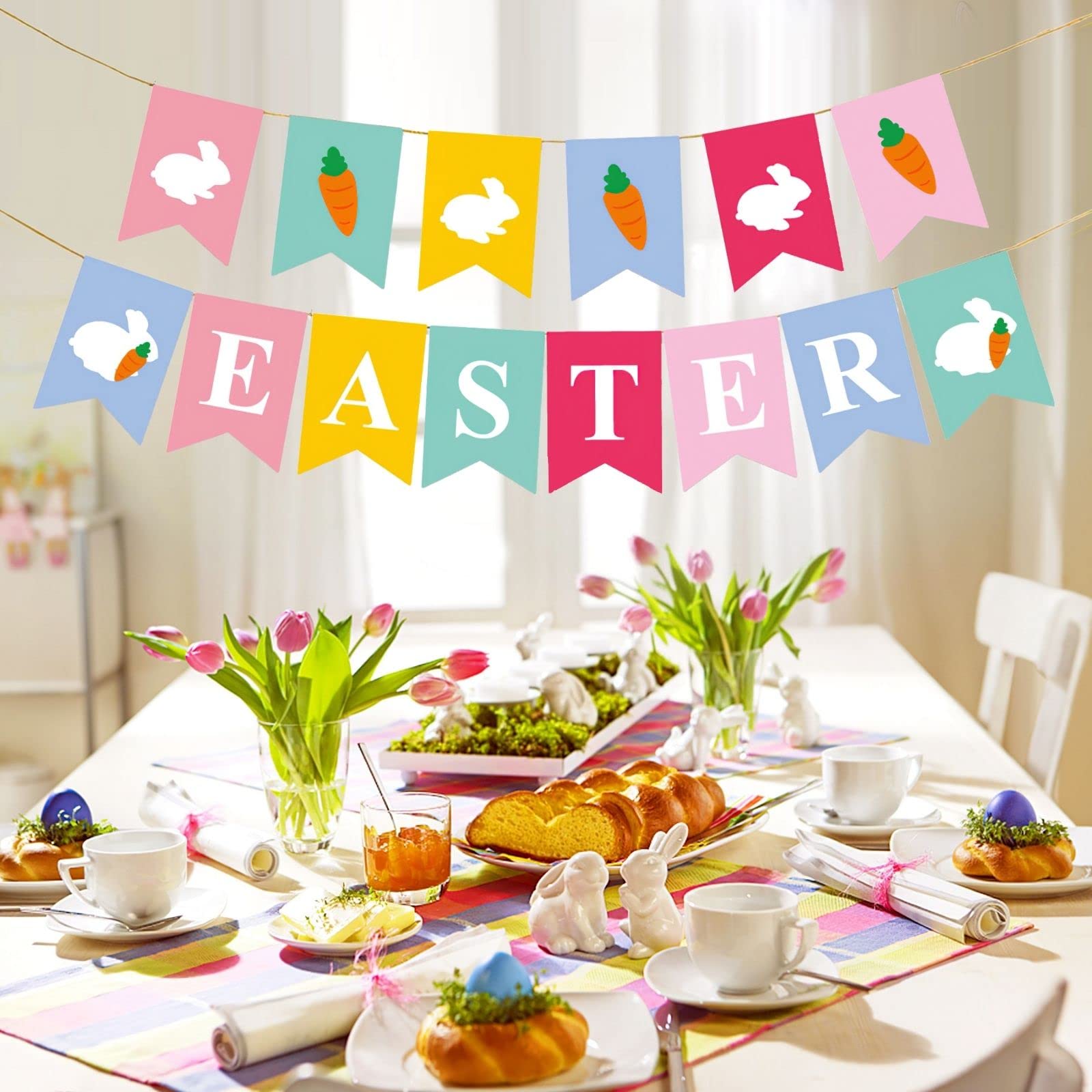 Easter Egg Bunny Carrot Party Decoration Banner Happy Easter Banner ...