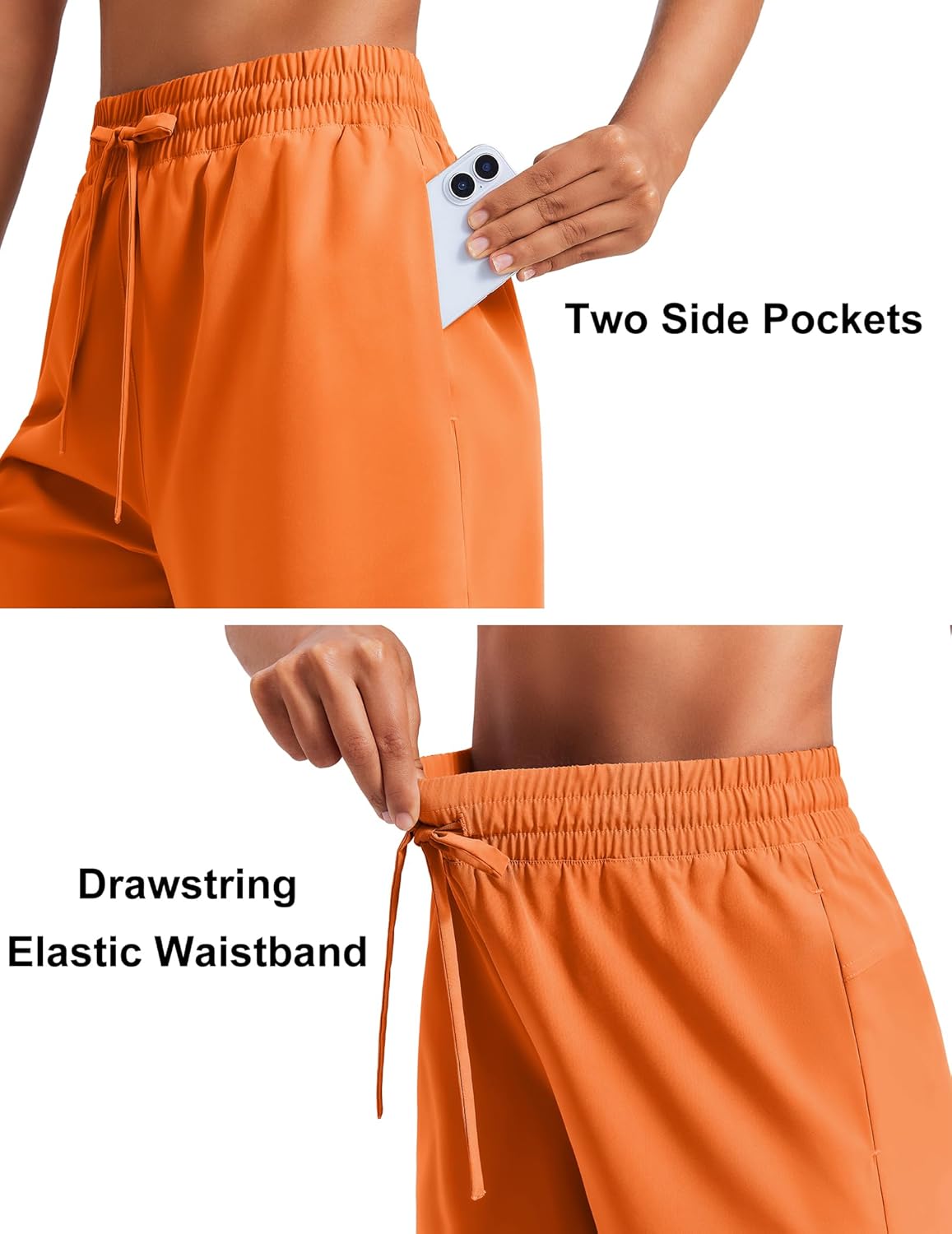 PINSPARK Women 5'' Quick Dry Running Athletic Shorts High Waisted Workout Gym Split Drawstring Short with 2 Pocket - Image 4