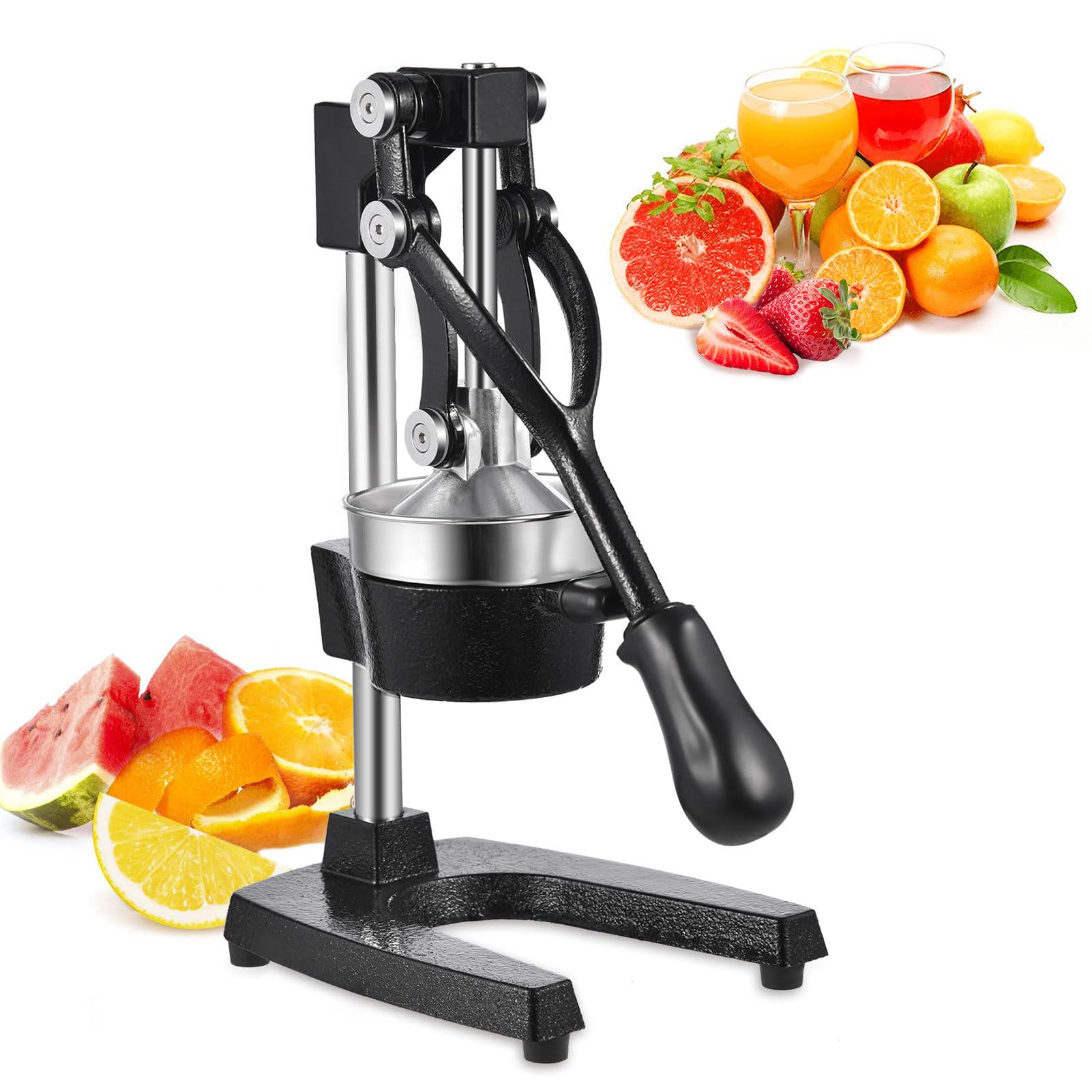 Bellanny Commercial Citrus Juicer, Heavy Duty Orange Juicer, Professional Lemon Juicer Squeezer, Hand Press Manual Fruit Juicer, Removable, Easy to Clean (Black)