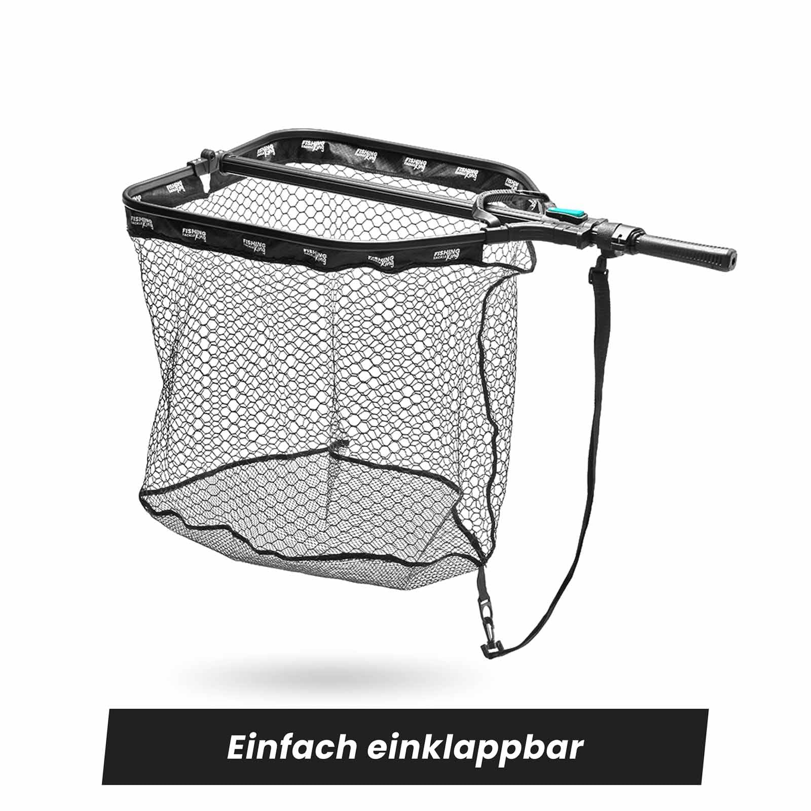 Fishing-King Tackle Angel-Kescher Allround mit Teleskopstange | max. 202cm | Gummierter Unterfangkescher | Für Forelle, Hecht, Karpfen & Co.