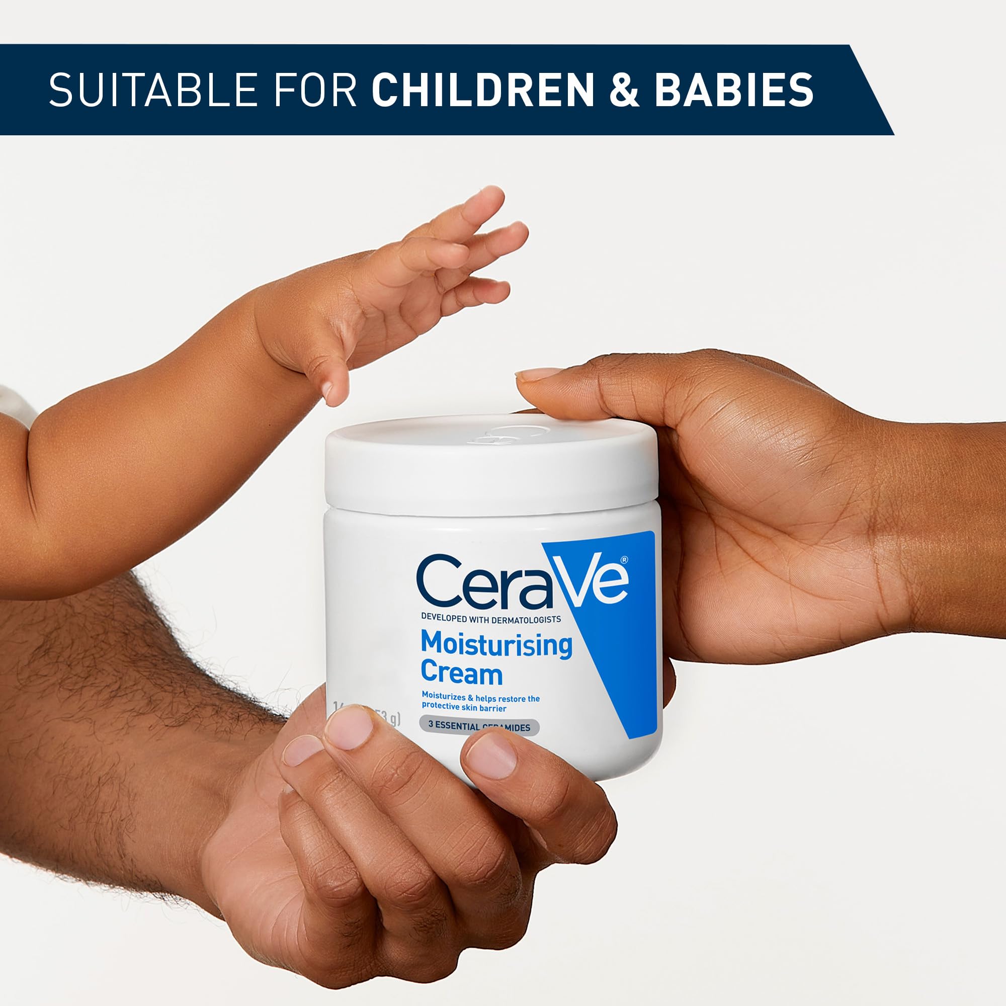 CeraVe Moisturising Cream for Dry to Very Dry Skin With 3 Essential Ceramides, Hyaluronic Acid, Face & Body Cream - Image 4