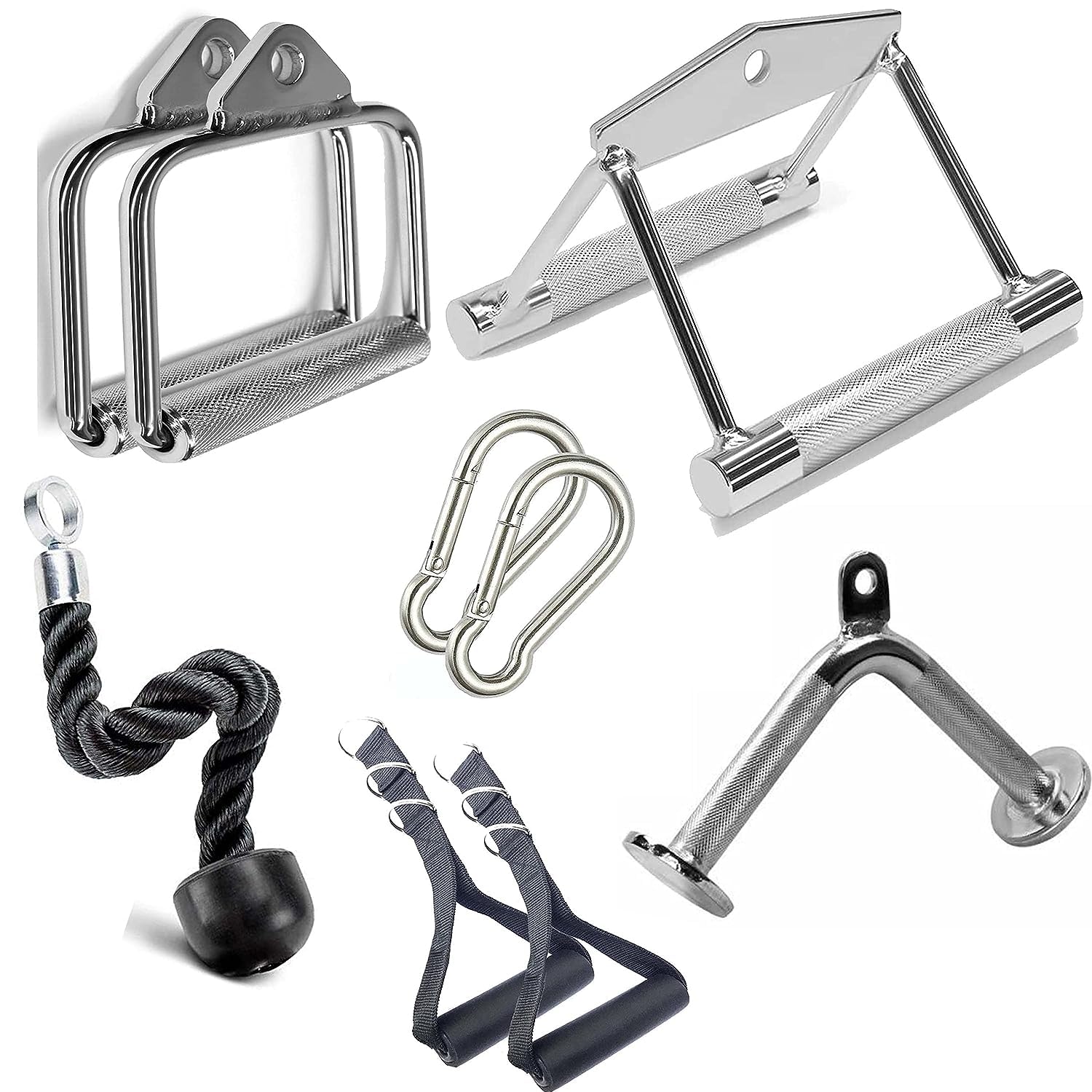 Gym Combo Cable Attachment Accessories: Rowing, D Handle Pair, V Handle, Rope Handle, Nylon Handle with Safety Locks (B0CH89VN53) Amazon Price History, Amazon Price Tracker