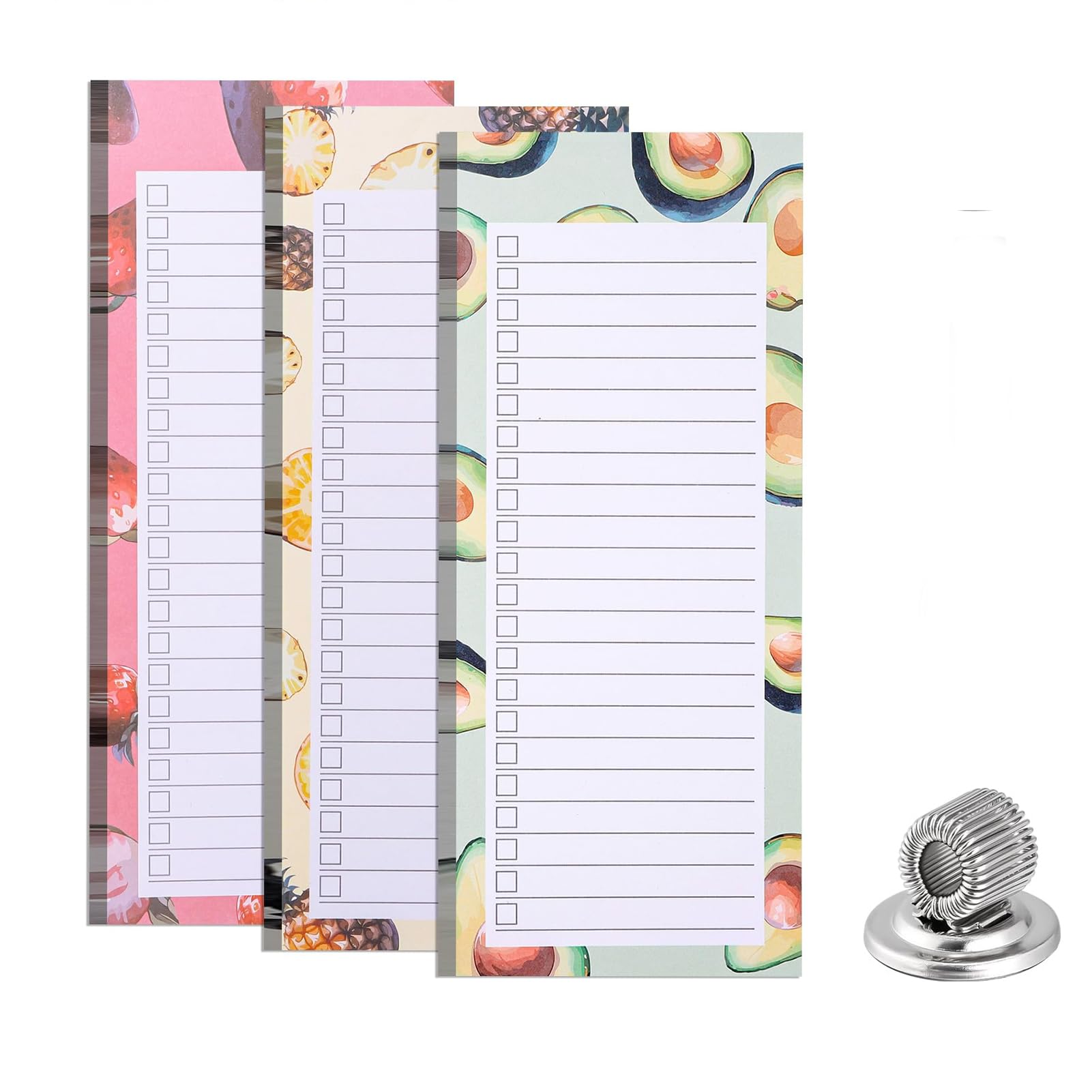 Yeenano Magnetic Notepad,3 Pack Shopping List Pad,Magnetic sheets Refrigerator To Do List Pad with 1 Magnetics Pen Clip 150 Tear Off Sheets Magnetics Grocery List Memo Notepads Pen Holder for Fridge