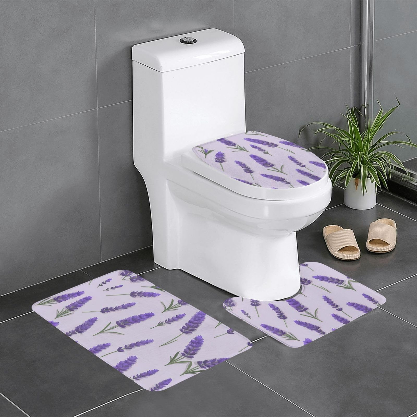Tapis de bain antidérapants lavande : lot de 3 pour sécuriser votre douche