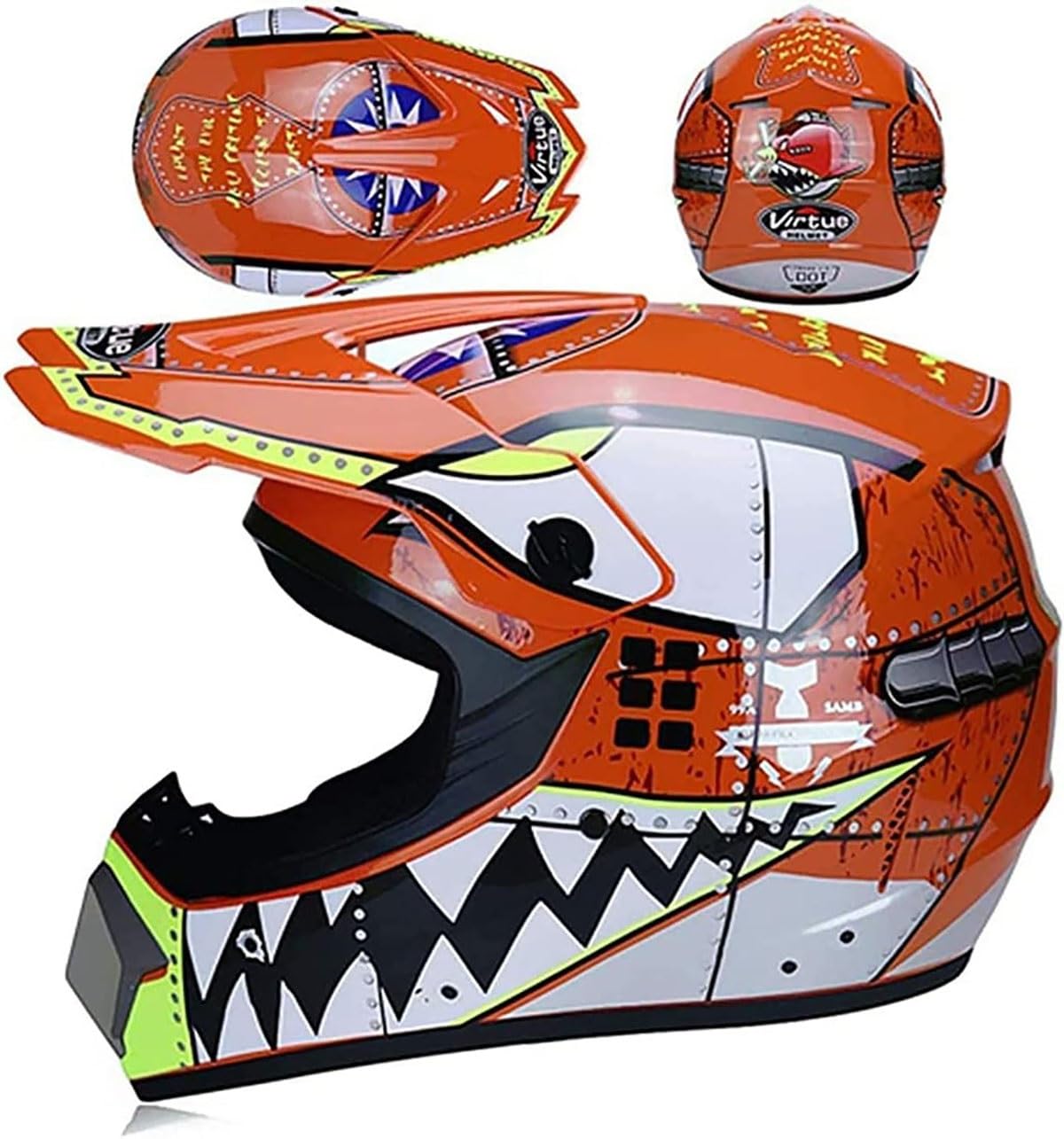 Kask motocyklowy dla dorosłych Unisex Integral Motocross, młodzieżowe dziecko Enduro kask motocyklowy z okularami maska rękawice do zjazdowego BMX terenowy rower górski