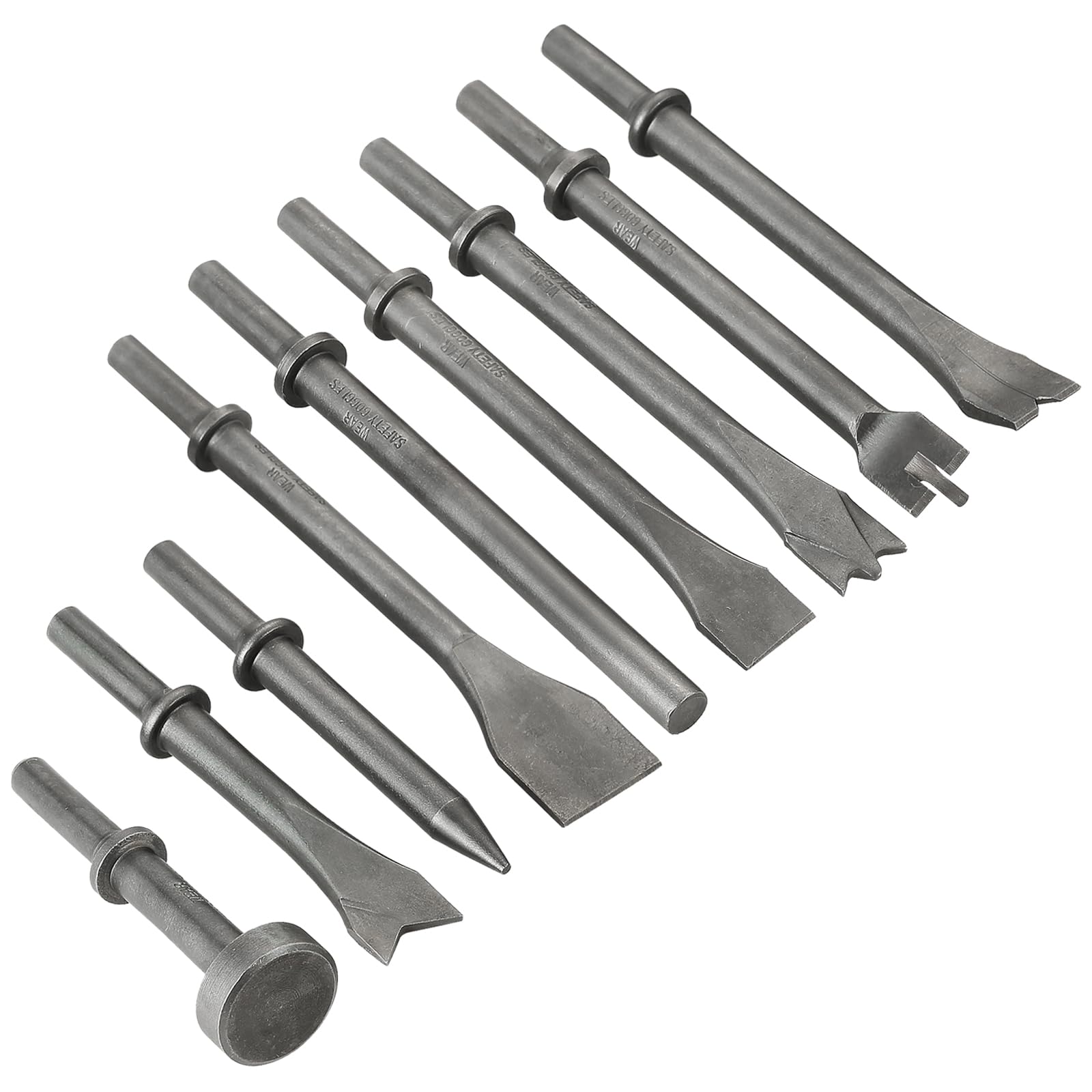 9 Pcs Air Hammer Pneumatic Chisels Tools 0.401'' (10mm) Shank