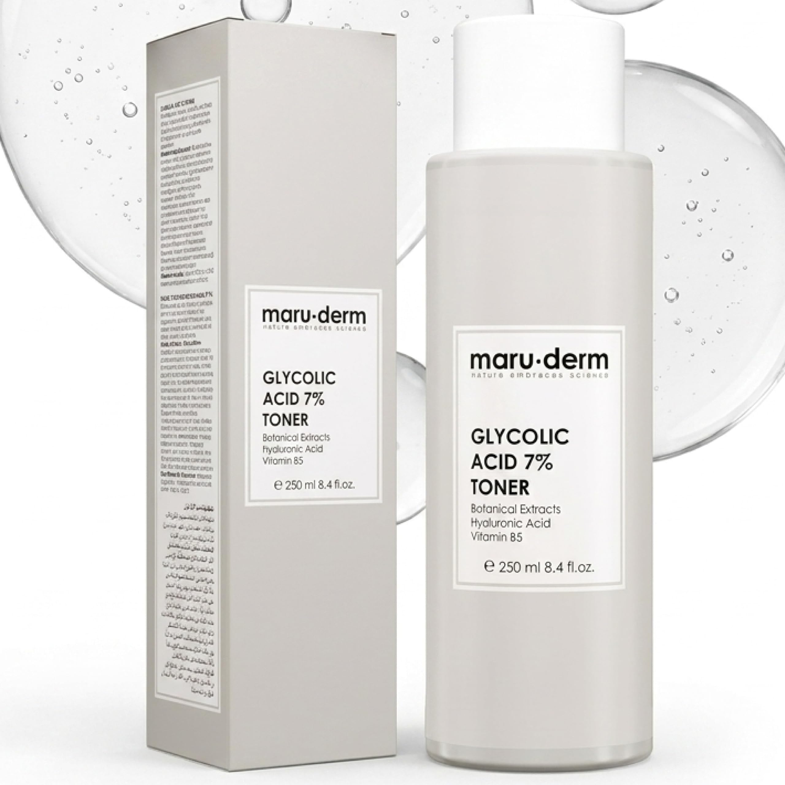 Maruderm Glycolic Acid 7% Face Toner — Alpha Hydroxy Acid (AHA) to Smooth & Brighten the Look of Skin — Vegan — 8.45 fl. oz. (250 mL)