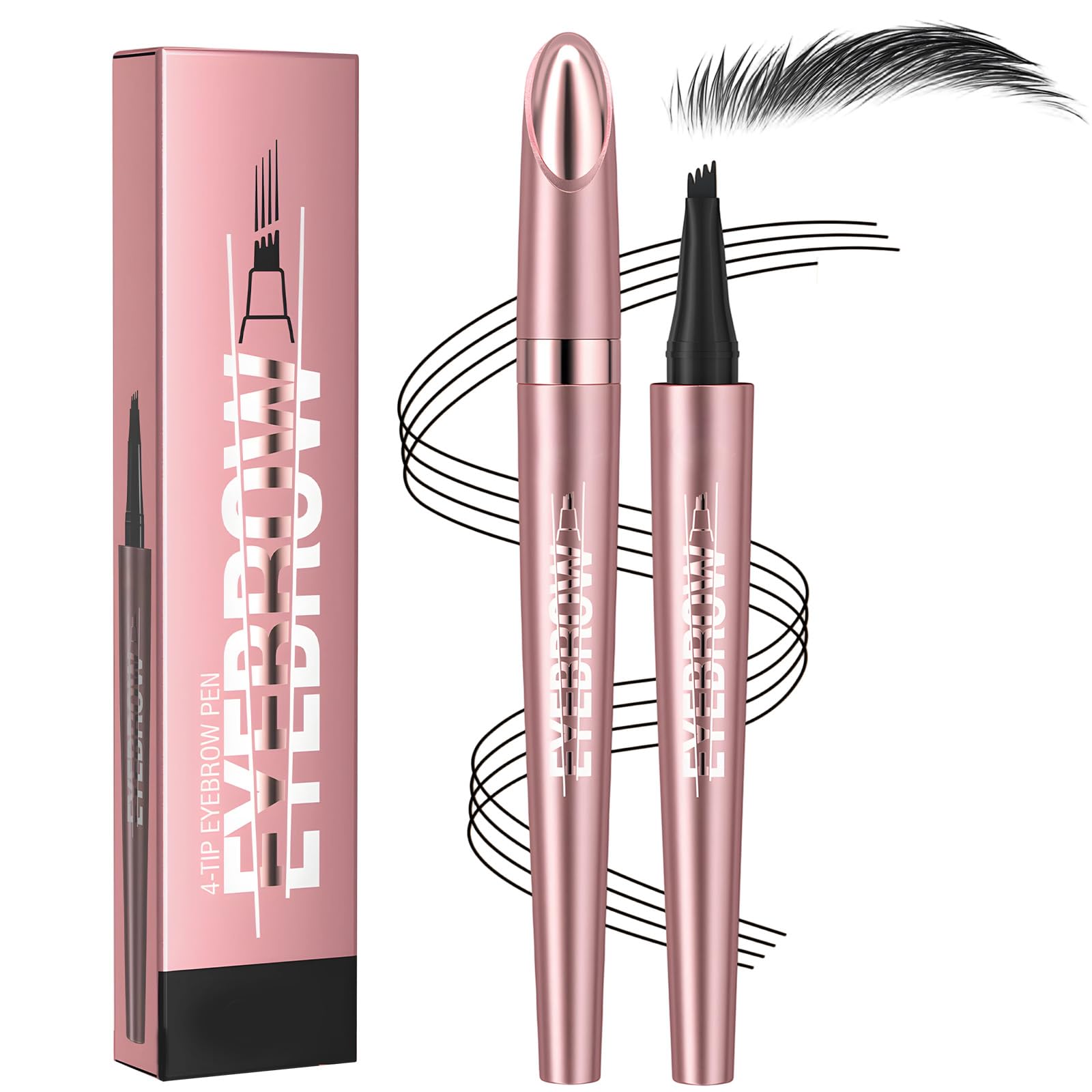 Microblading Eyebrow Pen, 2026 New 4-Tip 3D Eyebrow Pencil, Waterproof Long-Lasting Fine Stroke Contouring Pen, Premium Natural Brow Makeup for All-Day Wear (Light Coffee) — view 9