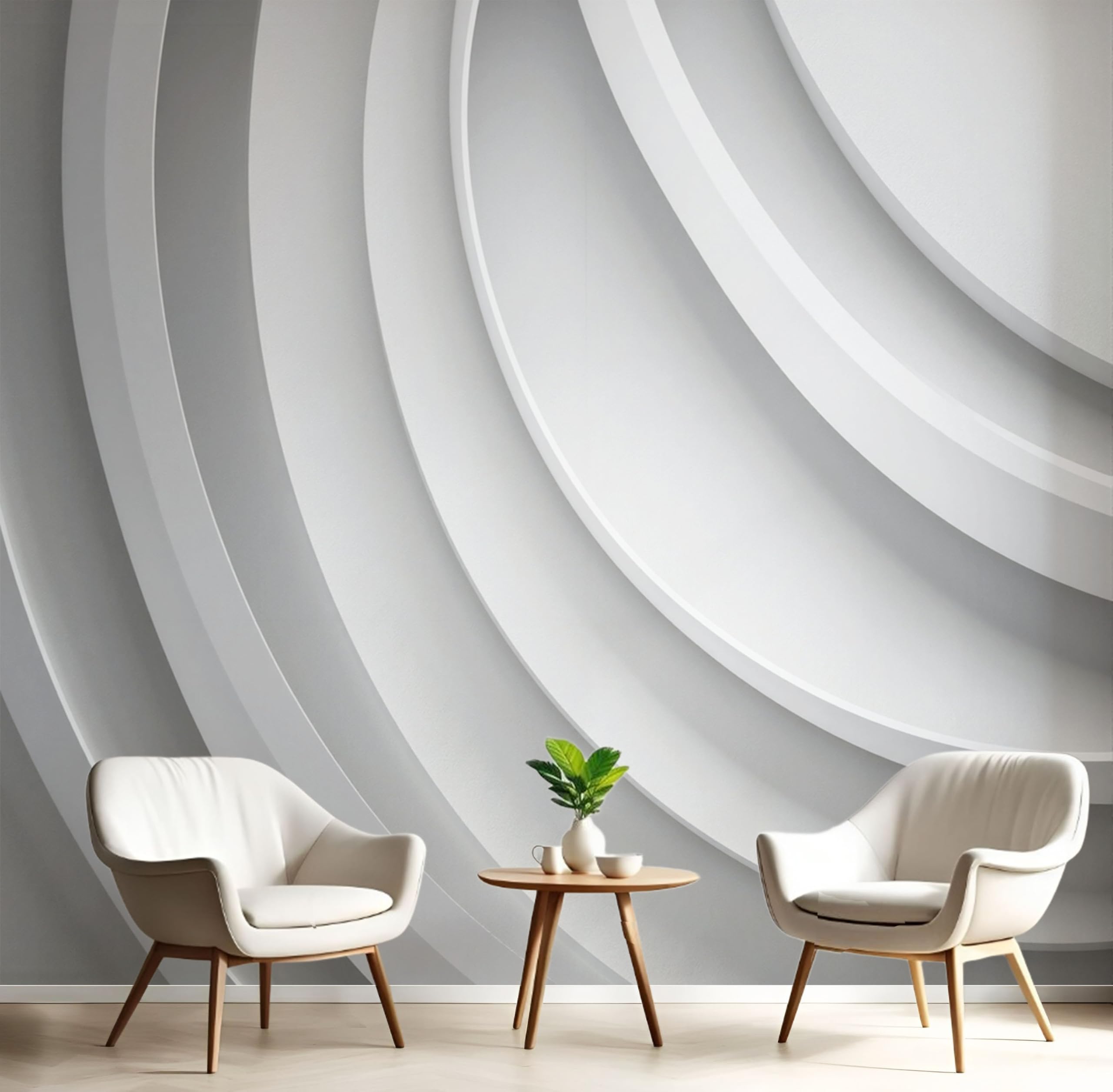 Papier peint panoramique 3D relief géométrique moderne blanc salon 200x140cm