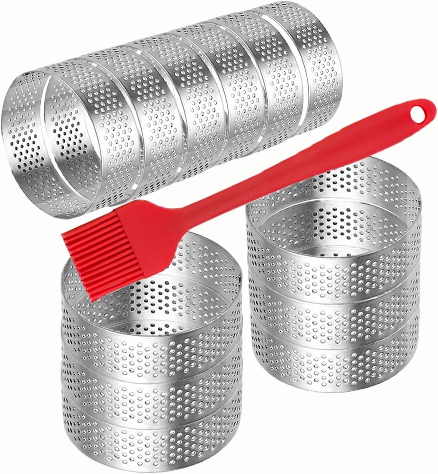 DATANYA 12Pack Tart Rings 3.15 Inch Perforated Tart Ring Stainless Steel, Round Mousse Cake Ring Metal Pastry Mold for Baking Cooking Pastries, small fruit tartet crust 8cm