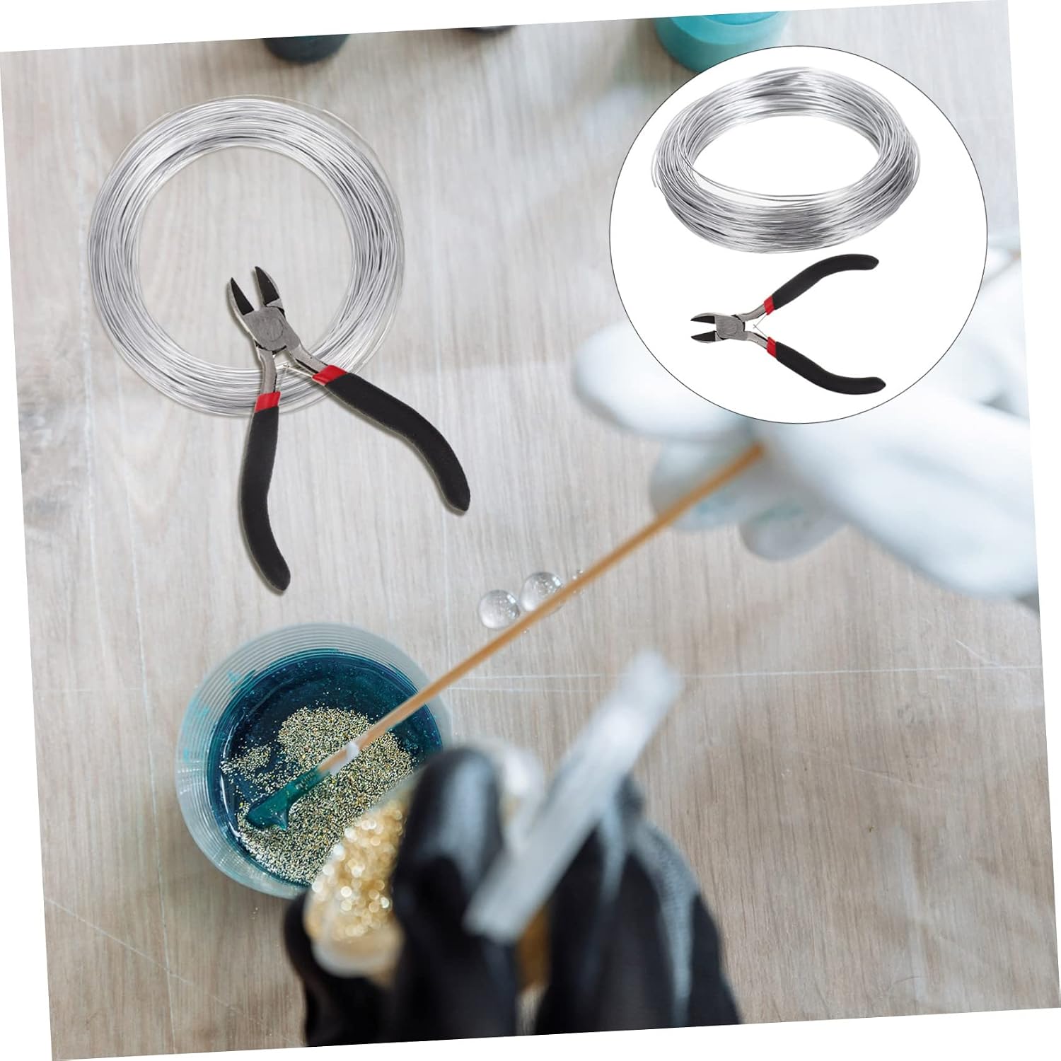 ARTIBETTER 1roll Bendable Aluminum Wire Crafting Armature Metal Wire with Pliers for Sculpting Projects Doll Making and Jewelry Crafting