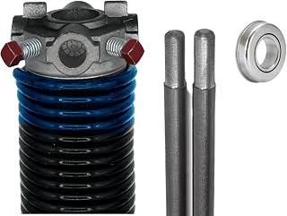 Garage Door Torsion Spring (283 x 2 x 37) | 1" Steel Bearing + Pair of Winding Bars | Left Hand Wound Replacement (Right Side) (Cone Color: Black)