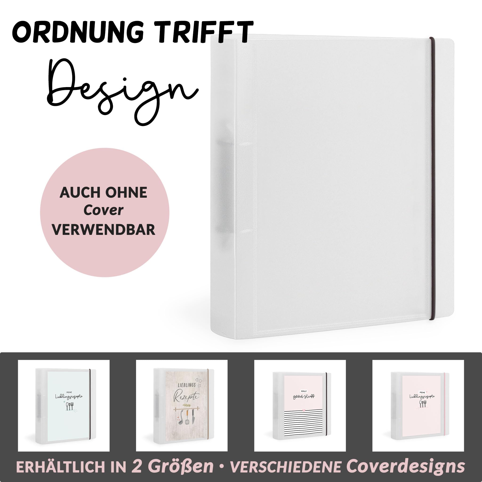 Flexibook Rezeptordner A4 Meine Lieblingsrezepte mint, D-Ring-Mechanik, Gummizug und Transparenter Fronttasche