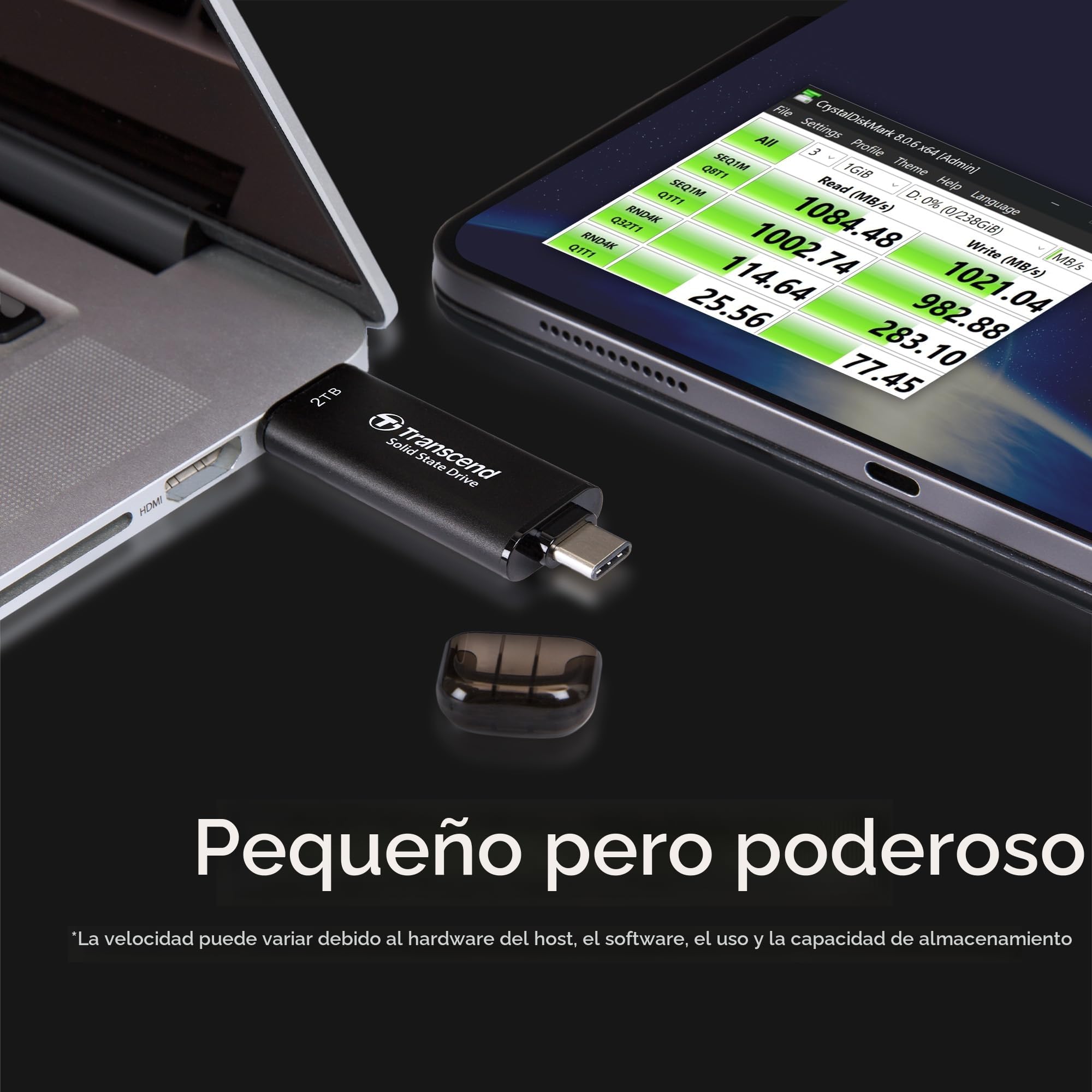 Transcend SSD Externo ESD310C 1TB Tipo-A/Tipo-C Compatible con PS4/PS5 Negro - TS1TESD310C