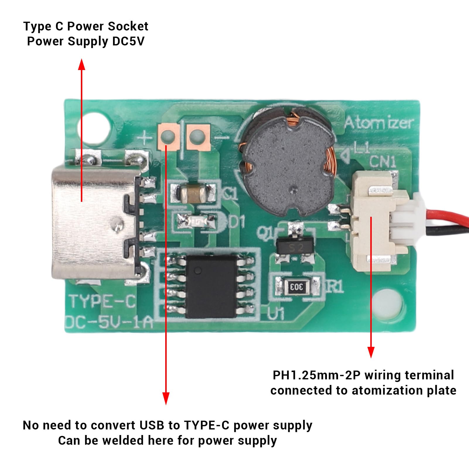 Ultraschallzerstäubungshersteller, Modul USB -Luftbefeuchteratomisierungsplatte Schaltkreis Cotton Nebelhersteller für Hausbesitzer -Büroangestellte