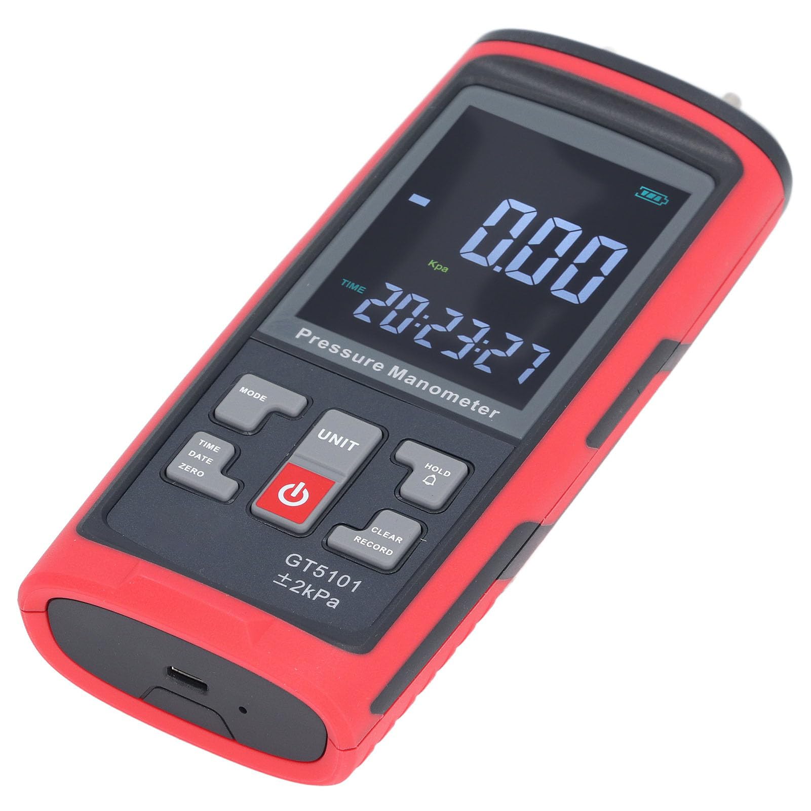 Manómetro Diferencial Digital 2KPa con Retroiluminación LCD Calderas HVAC Salas Blancas Calibración del de Gas Manómetro de Doble Función para Pruebas de Laboratorio Industrial