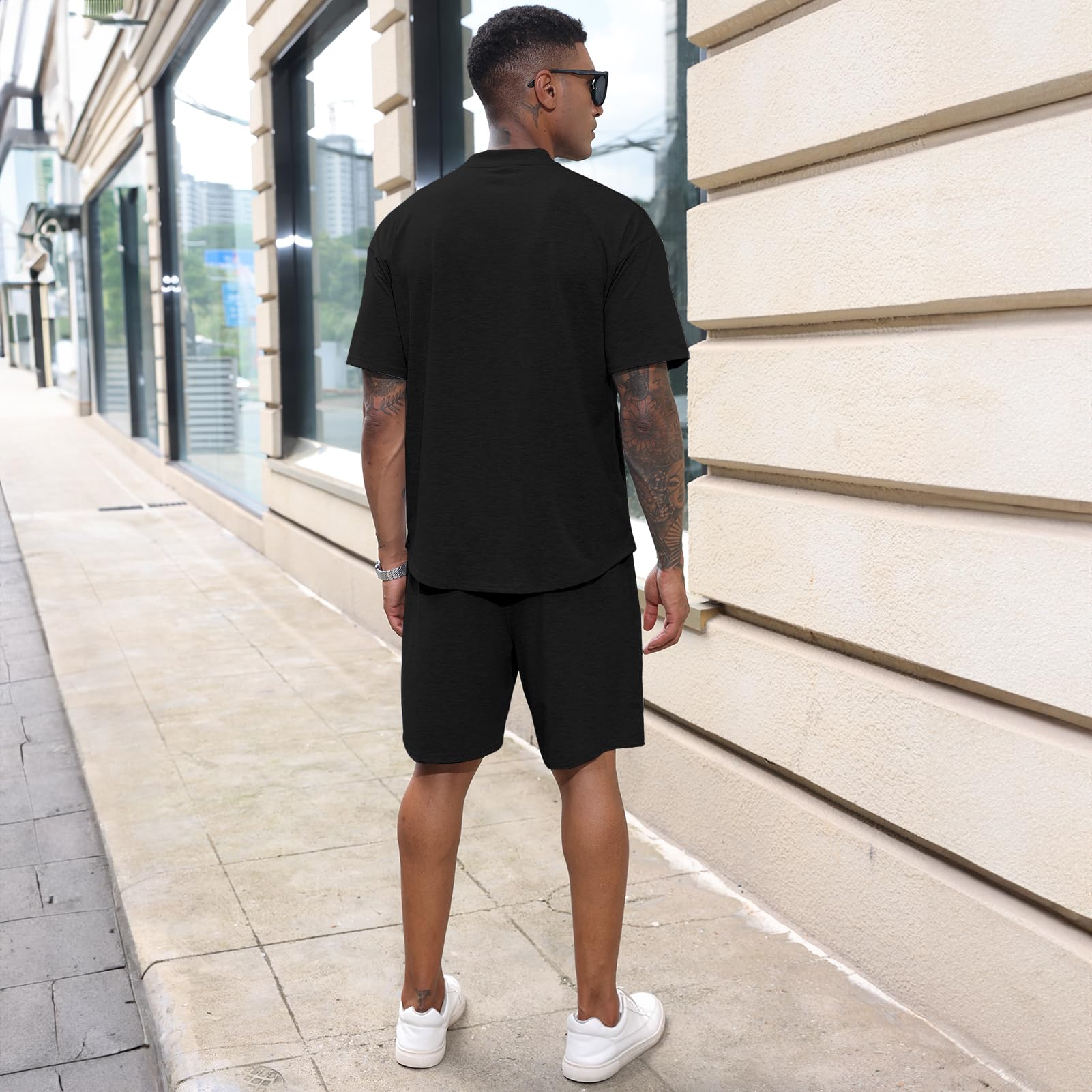 T Shirts et Short pour Hommes Ensemble Survêtement à Manches Courtes Jogging Sportswear d'été M-3XL