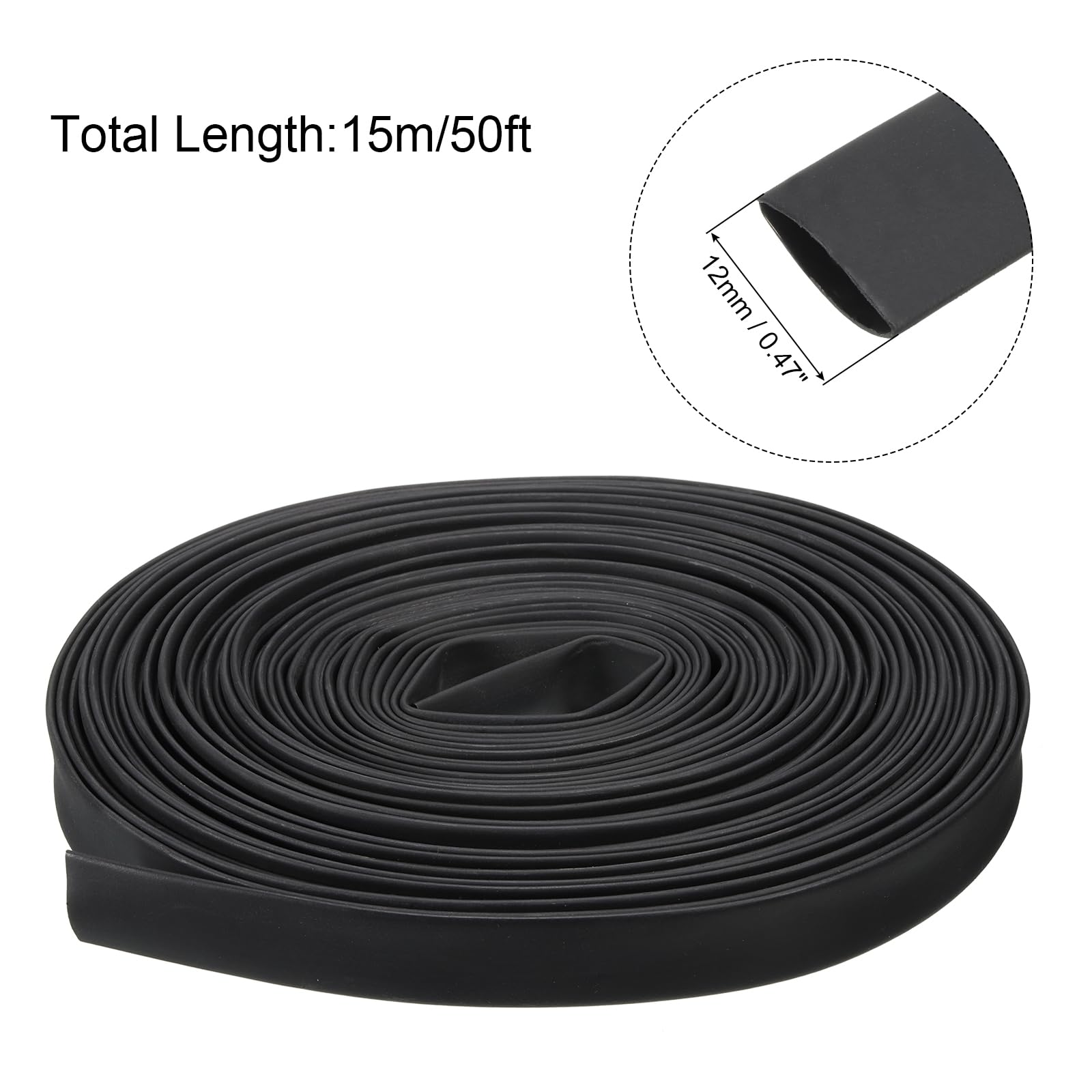 QUARKZMAN 2Pz 12mm Dia 50 Piedi Guaina Termorestringente Nera, 4:1 Tubo Termorestringente per Cavi Elettrici Doppia Parete Adesivo Foderato Marino Impermeabile Industriali Avvolgicavo