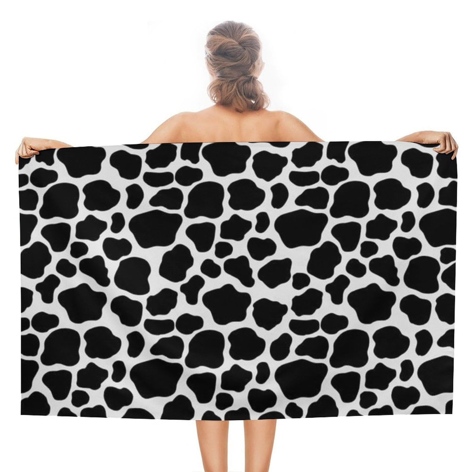 LEDFCVSU Beach Towel, Cow Pattern Milk Cow Bath Towel, Absorbent Towel for Swimming, Sports, Travel