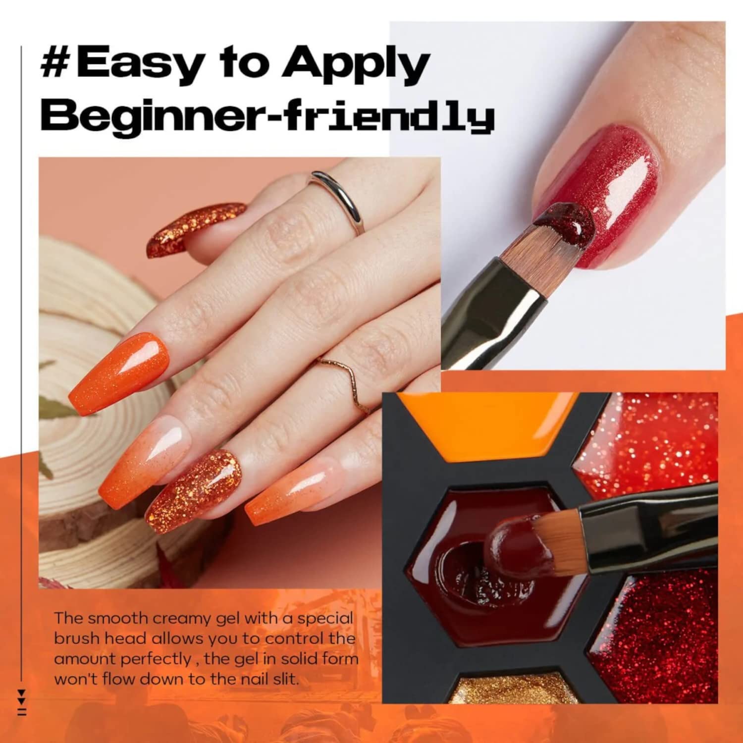 MODELONES Evoke Memories Orange Green Red Solid Gel Polish Nude Brown Glitter Pudding 21g Gel Nailpolish 21 Shade in 1 Palette Solid Cream Gel Nail Polish Need UV Light to cure UV Gel Polish 3