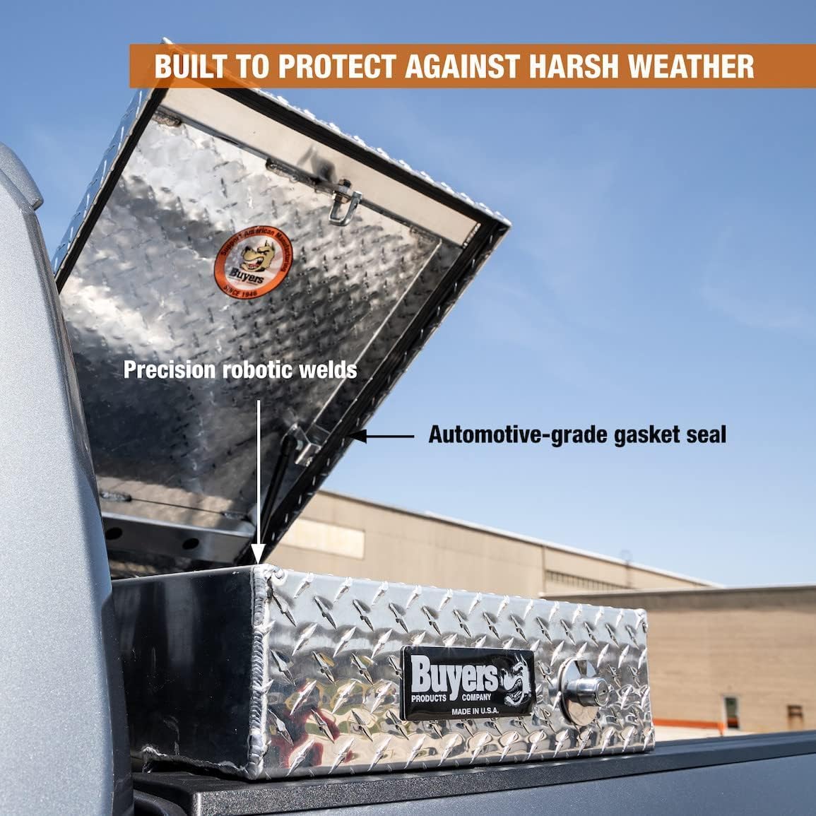 Buyers Products 1710410 Diamond Tread Truck Tool Box with Aluminim Gull Wing Doors, 18x20x71 Inch, Heavy Duty, Lockable, Made In USA, Organizer and Storage for Truck, Job Site Box, Silver