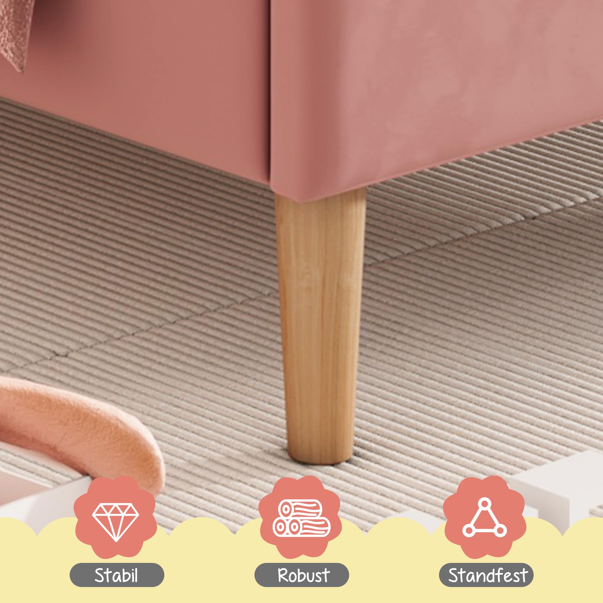 Merax Cama tapizada de 140 x 200 cm con somier y cabecero ajustable, cama doble para adultos y jóvenes, tela de terciopelo, color rosa (sin colchón)