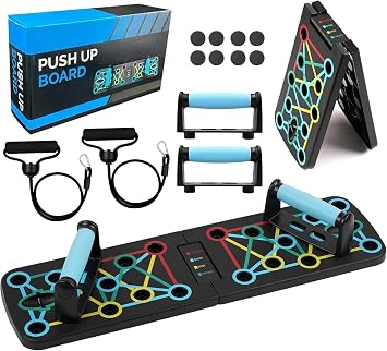 Push Up Board with Resistance Rope, Press Up Board 17 in1 Multi-function Foldable Portable Home Workout Equipment Effectively Exercise the Muscle for Men Women Gym Fitness System