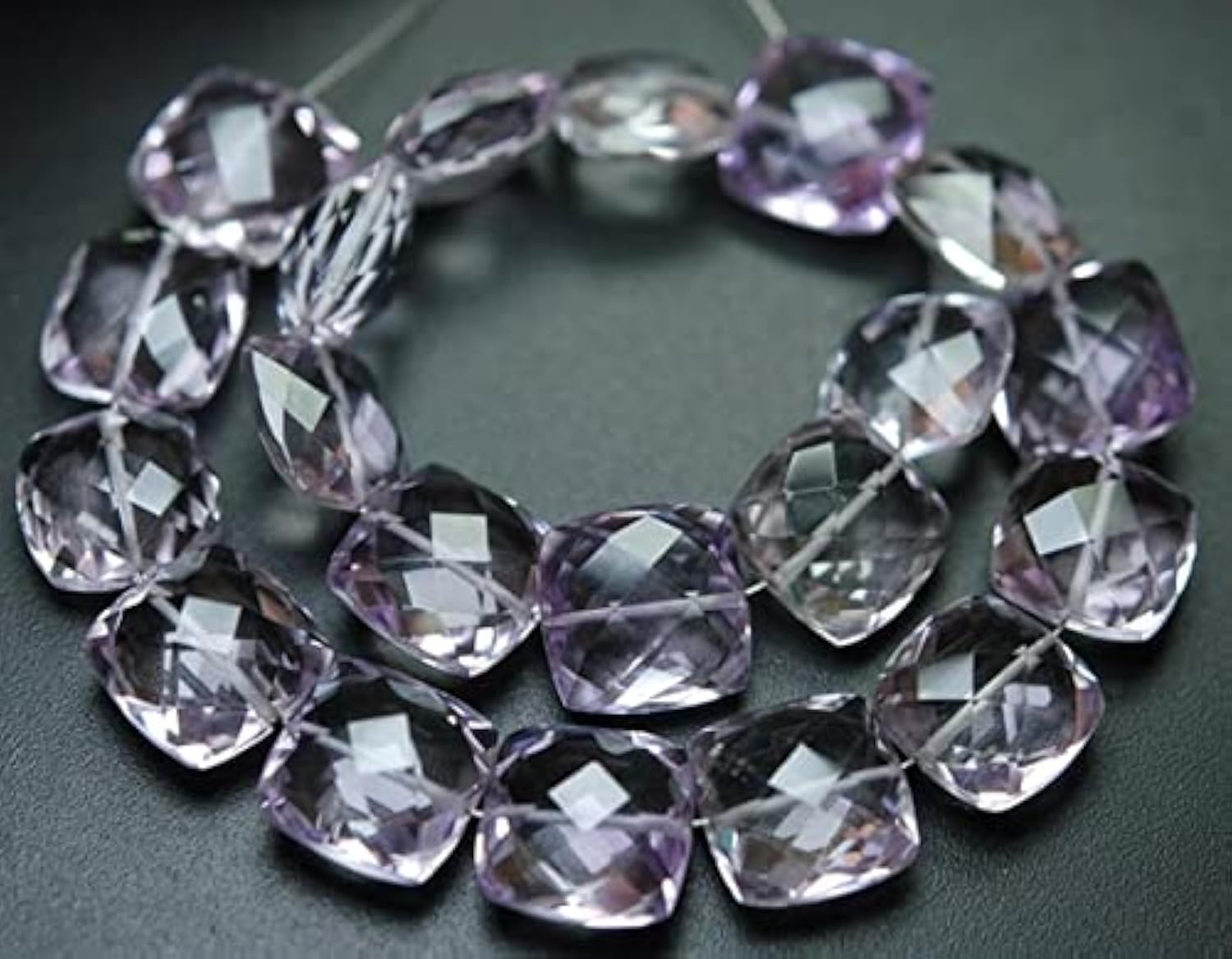 Améthyste rose coussin facetté de 10mm, perles naturelles en fil de 8 pouces pour joaillerie