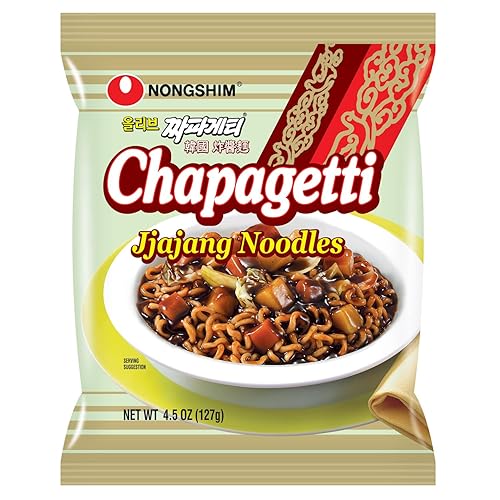 Nongshim Ramen Noodles, Gourmet Instant Ramen, Premium Microwavable Noodle Soup, Chapagetti, 4.5 Ounce (Pack of 4)