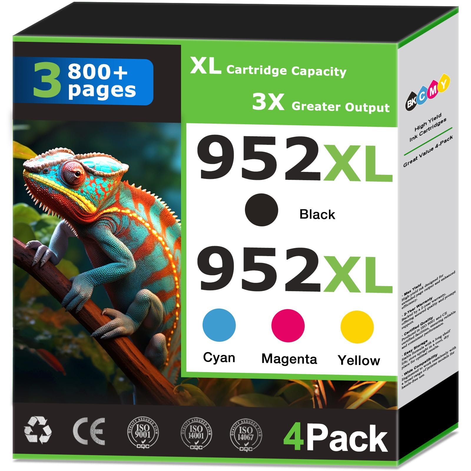 Photo 1 of 952XL Ink Cartridges Compatible for HP 952 Ink Cartridges Combo Pack Work with HP Printer OfficeJet Pro 8710 7740 8702 8715 8720 7720 8730 Printer Ink Black Color Cyan Magenta Yellow 952 Ink (4 Pack)