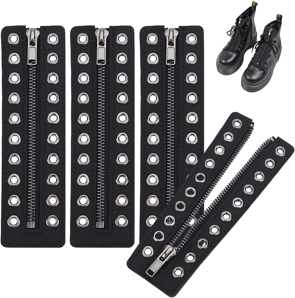 PH PandaHall 2 Pairs Leather Lacein Boot Zipper Inserts, 6