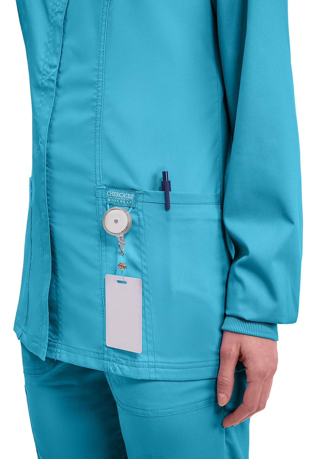 Cherokee Women Warm Up Scrubs Jacket Workwear Revolution Snap Front WW310
